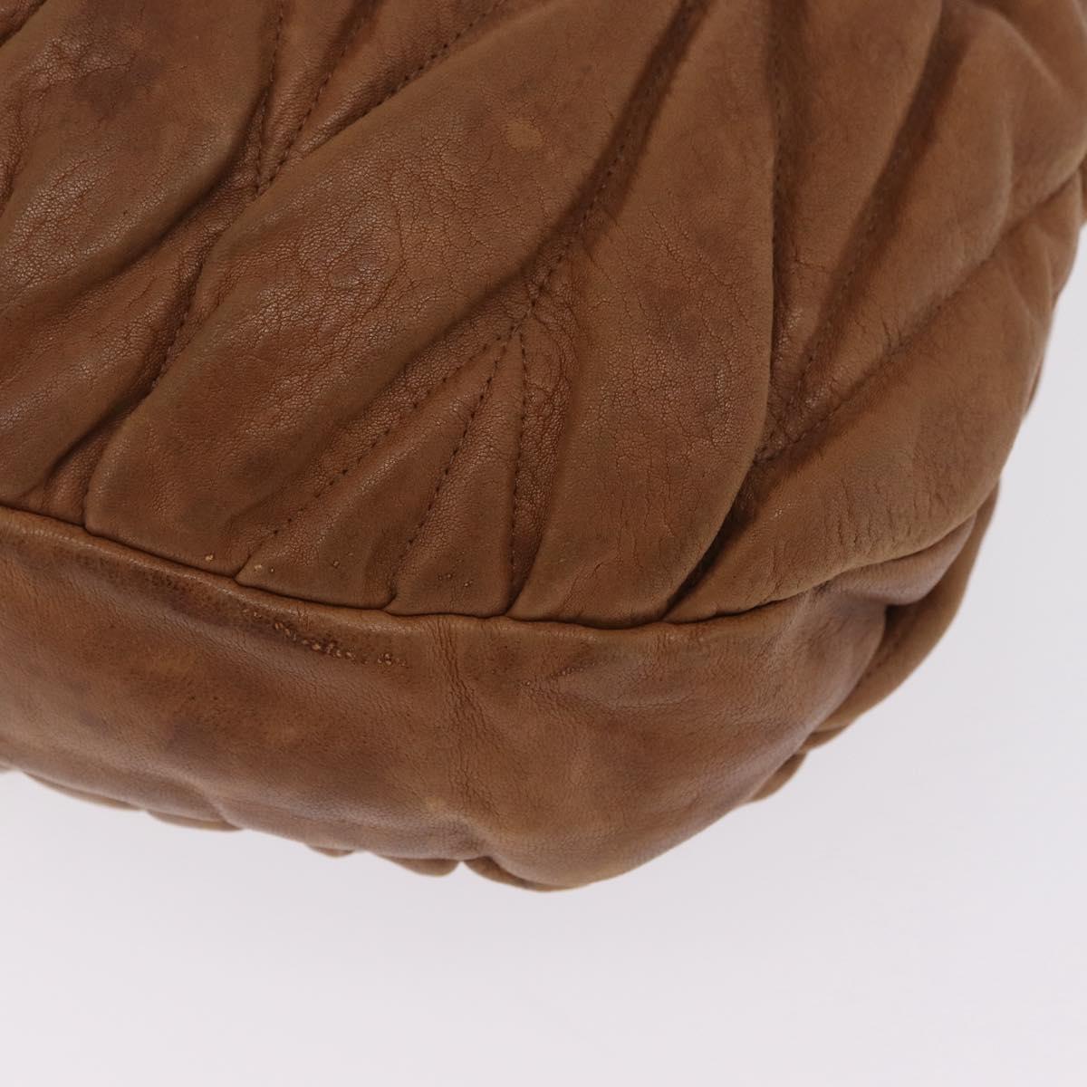 Miu Miu Hand Bag Leather Brown Gold Auth 212451