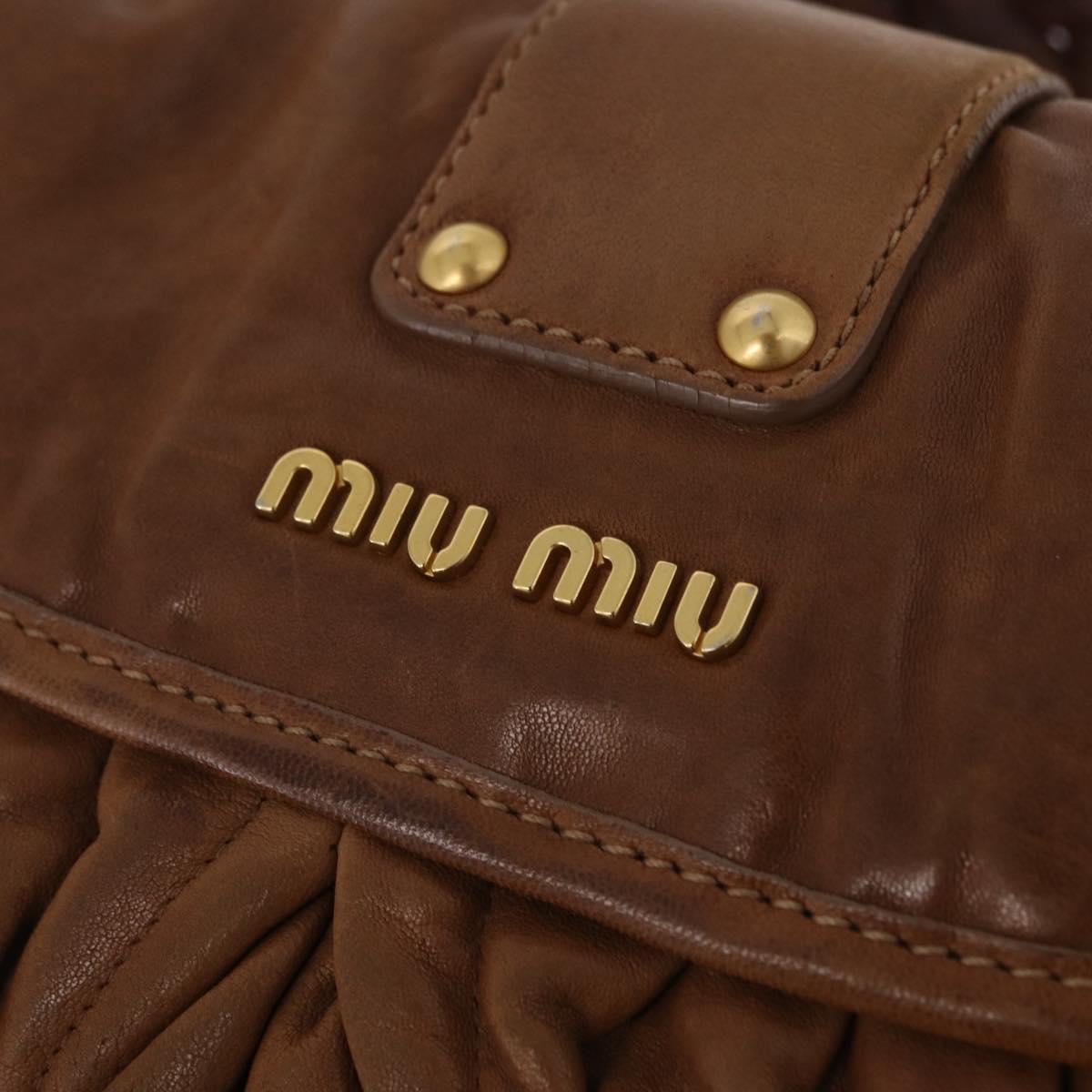 Miu Miu Hand Bag Leather Brown Gold Auth 212451