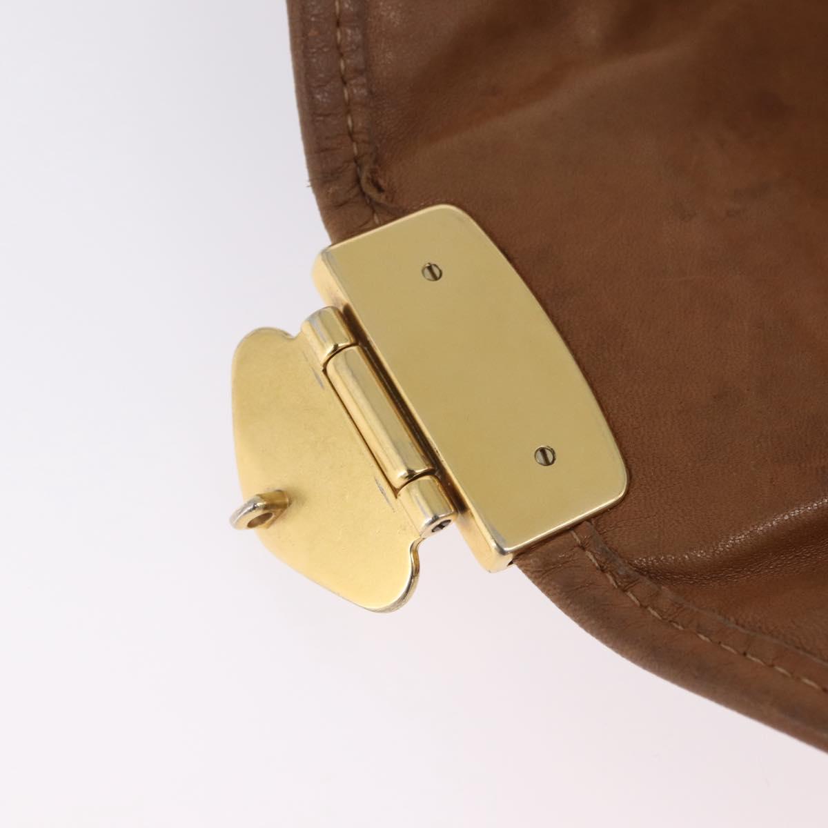 Miu Miu Hand Bag Leather Brown Gold Auth 212451