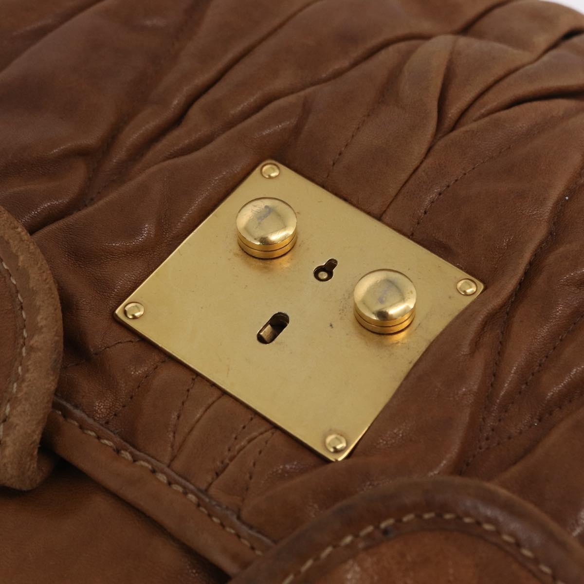 Miu Miu Hand Bag Leather Brown Gold Auth 212451