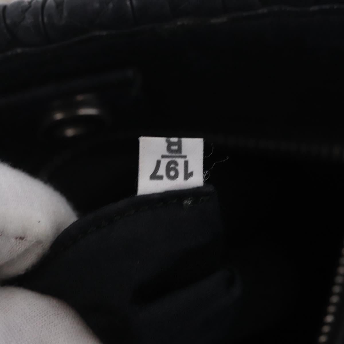 Miu Miu Matelasse Hand Bag Leather Black Silver Auth 212452