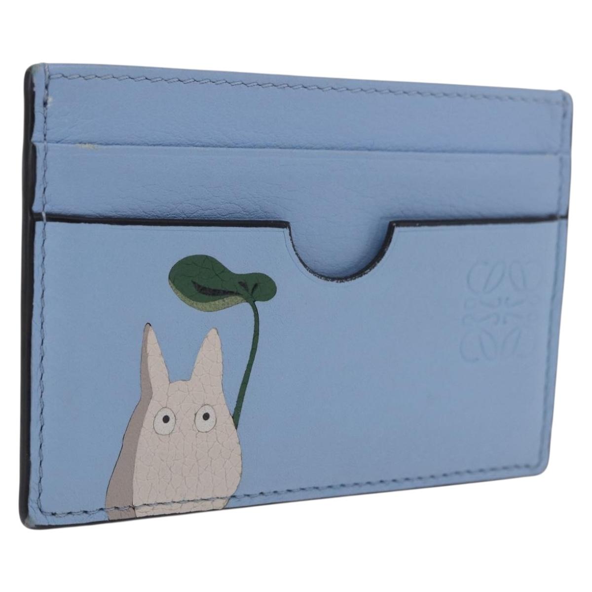 LOEWE x Studio Ghibli Little Totoro Card Case Leather Light Blue Auth 212472SAM