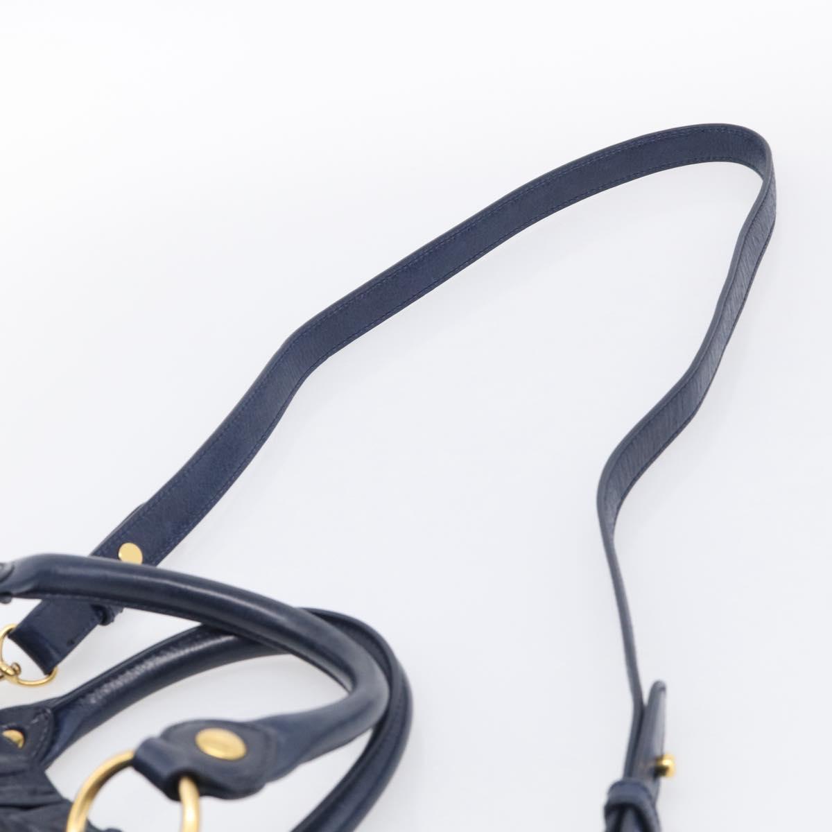 Miu Miu Hand Bag Leather 2way Navy Gold Auth 212475SAM