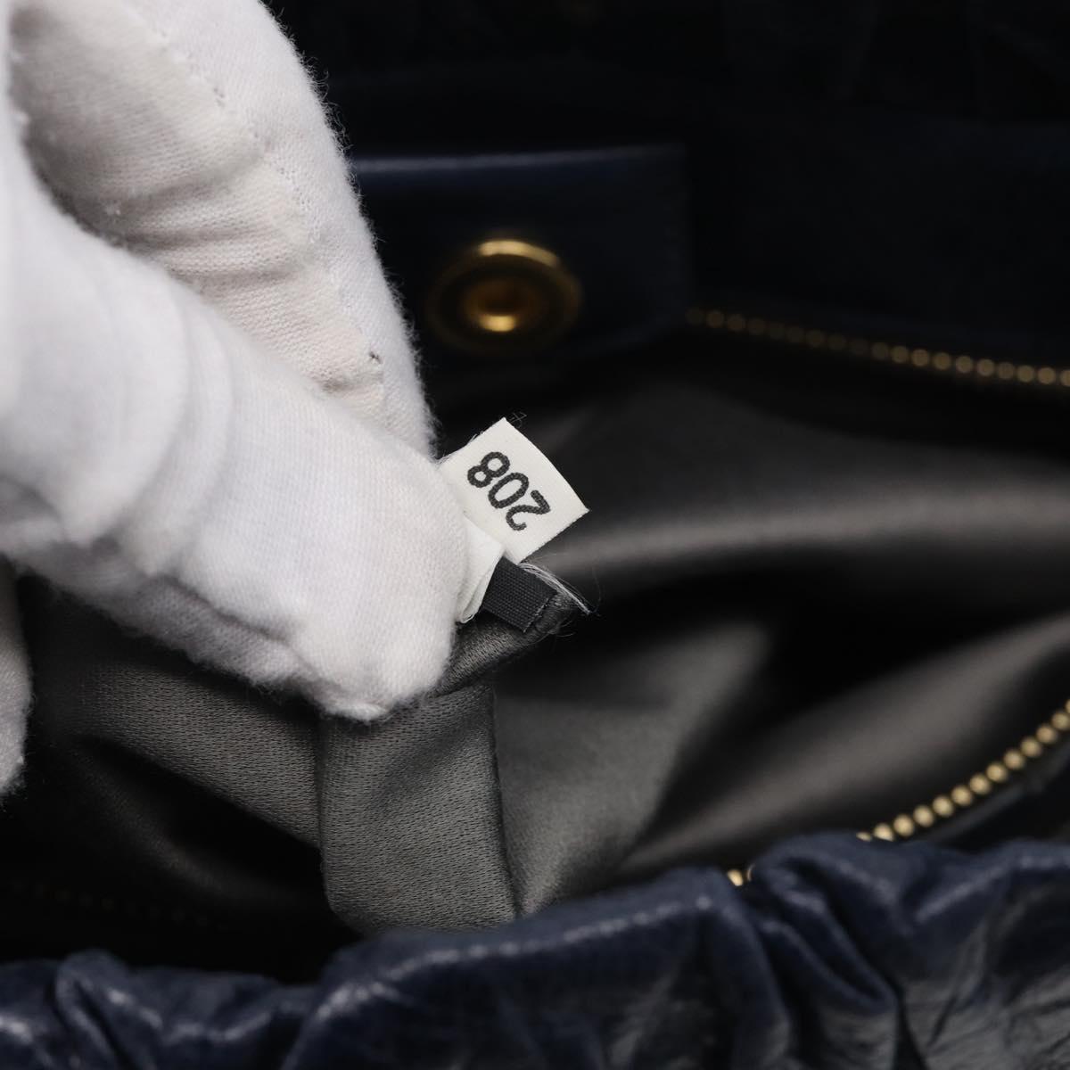 Miu Miu Hand Bag Leather 2way Navy Gold Auth 212475SAM
