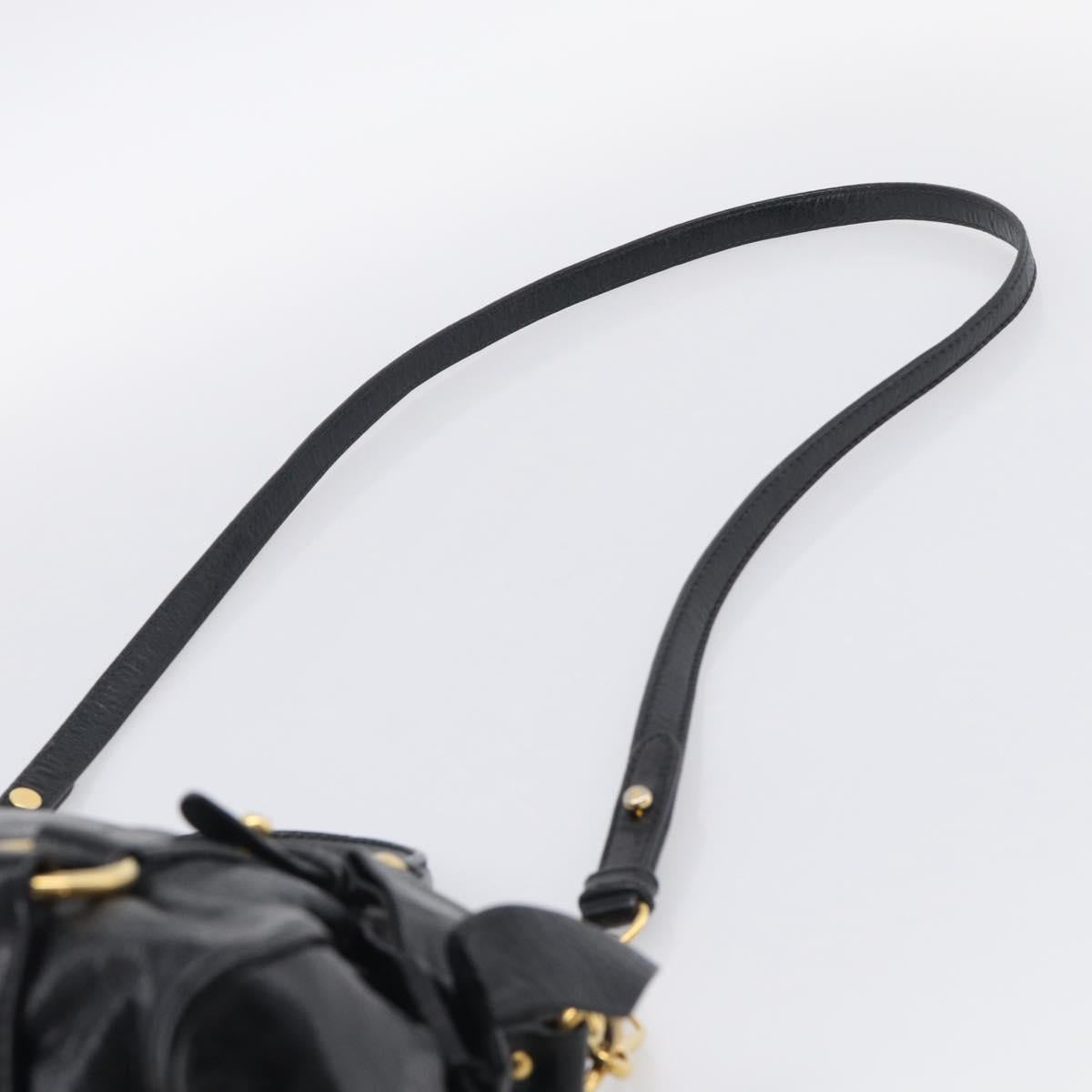 Miu Miu Hand Bag Leather 2way Black Gold Auth 212476SAM