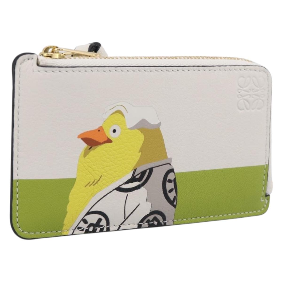 LOEWE x Studio Ghibli Mr. Otori Coin Purse Leather Beige Gold Auth 212486SAM