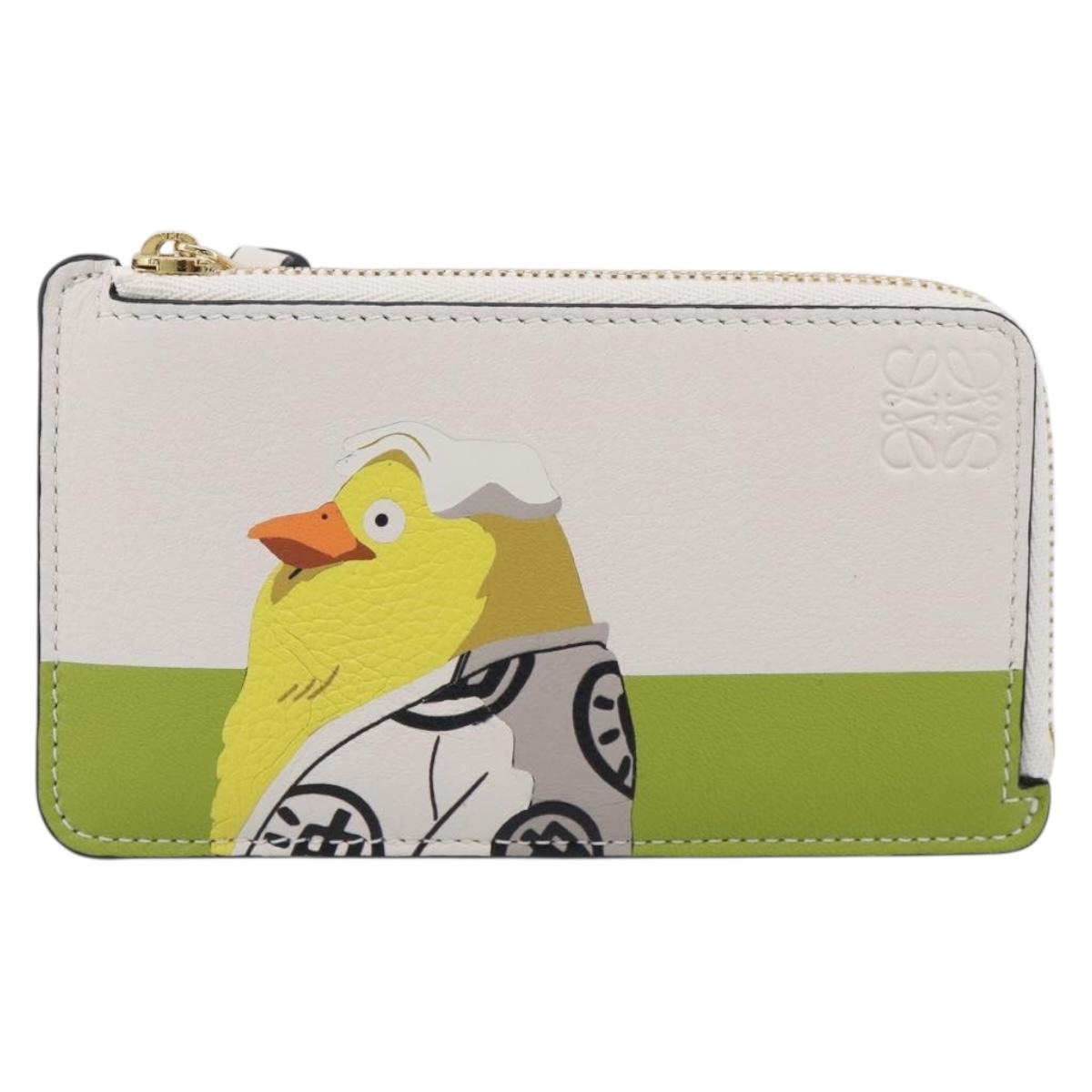 LOEWE x Studio Ghibli Mr. Otori Coin Purse Leather Beige Gold Auth 212486SAM