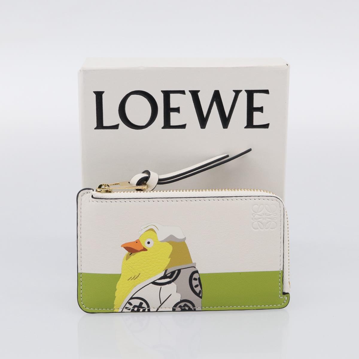 LOEWE x Studio Ghibli Mr. Otori Coin Purse Leather Beige Gold Auth 212486SAM
