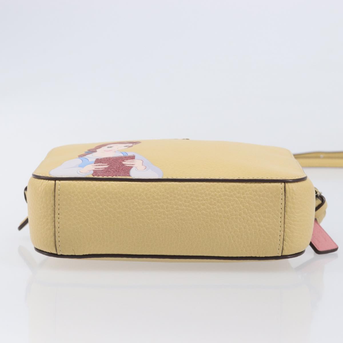 Coach ×Disney Belle Mini Camera Shoulder Bag Leather Yellow Gold Auth 212491M