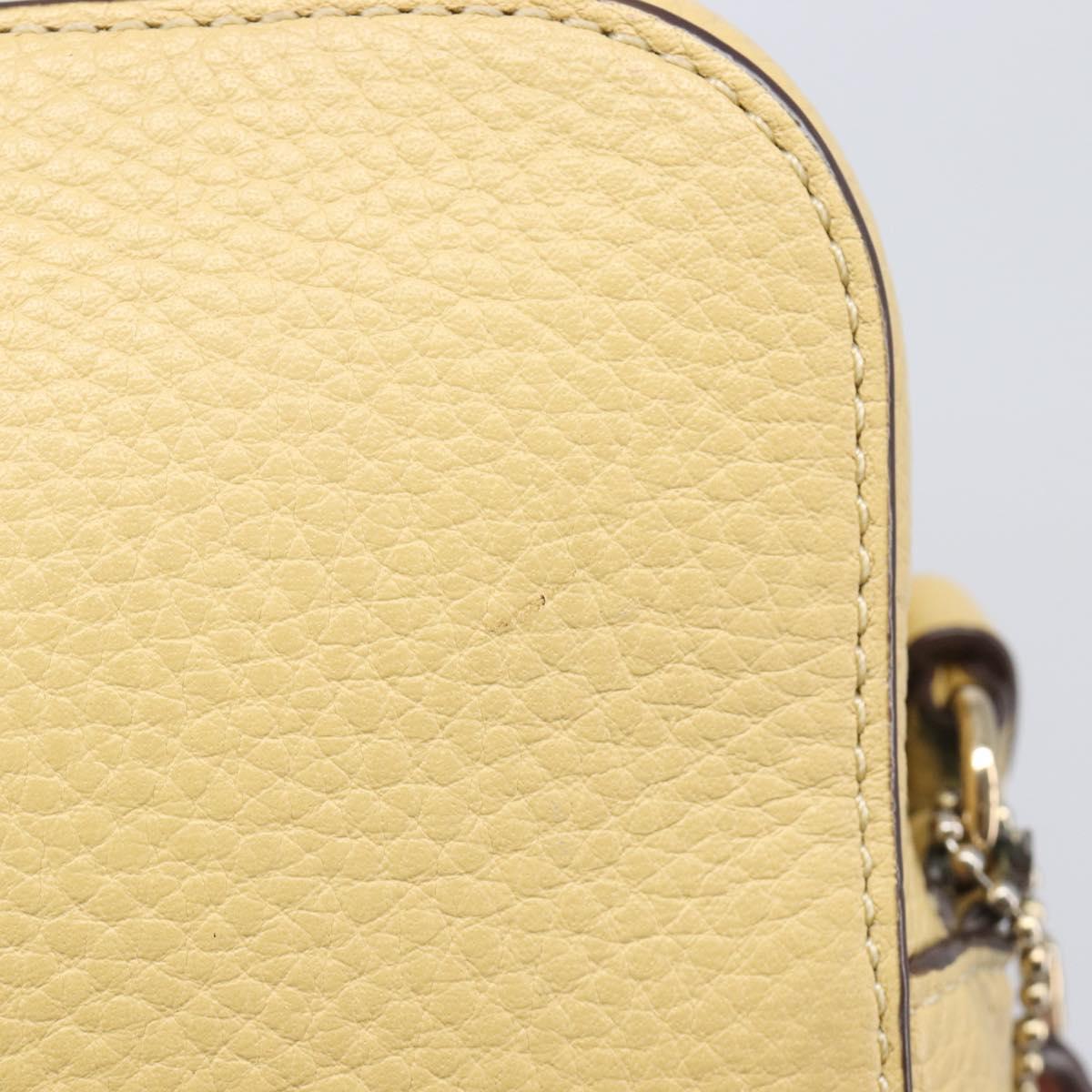 Coach ×Disney Belle Mini Camera Shoulder Bag Leather Yellow Gold Auth 212491M