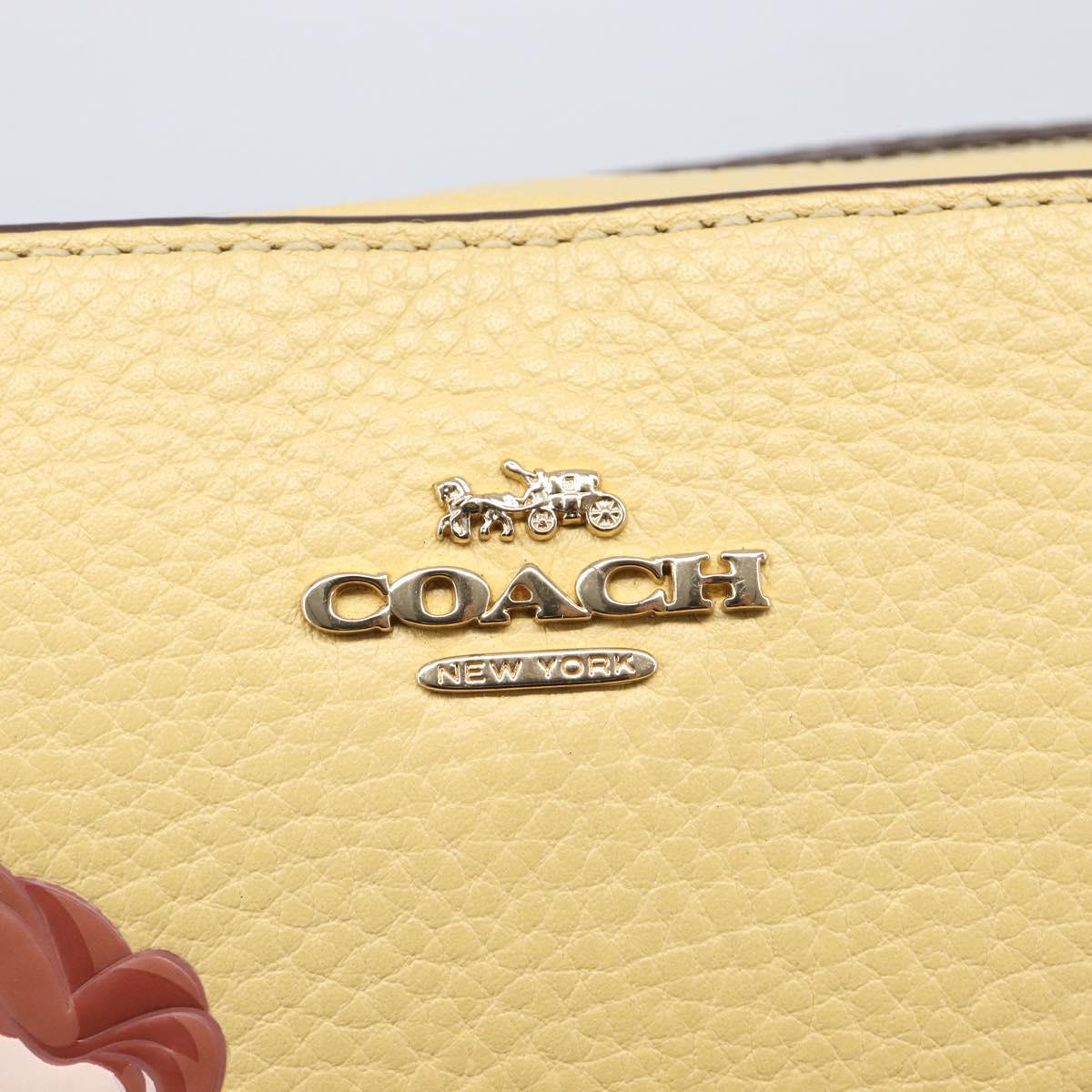 Coach ×Disney Belle Mini Camera Shoulder Bag Leather Yellow Gold Auth 212491M