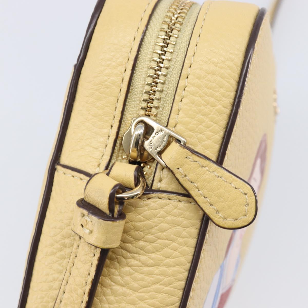 Coach ×Disney Belle Mini Camera Shoulder Bag Leather Yellow Gold Auth 212491M