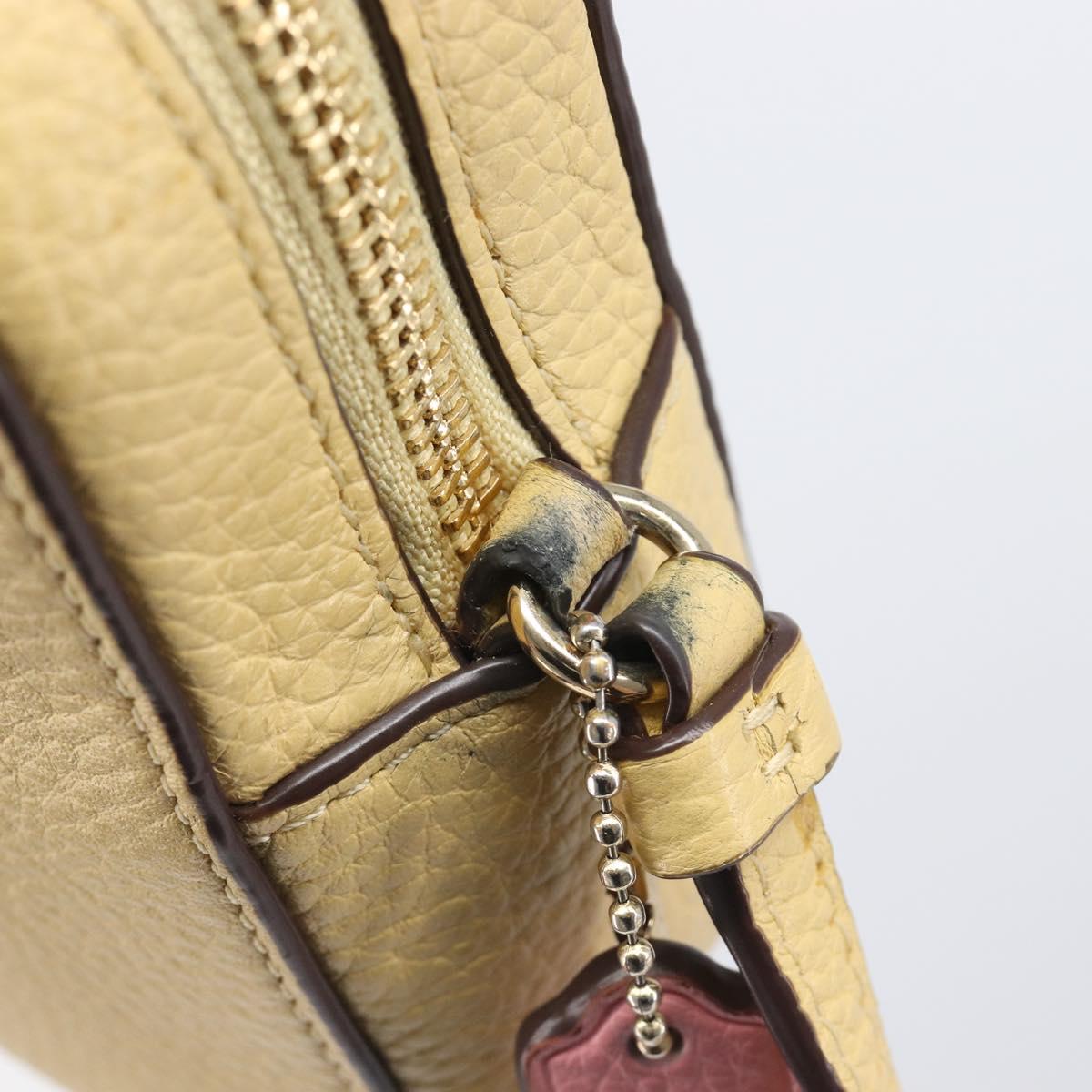 Coach ×Disney Belle Mini Camera Shoulder Bag Leather Yellow Gold Auth 212491M