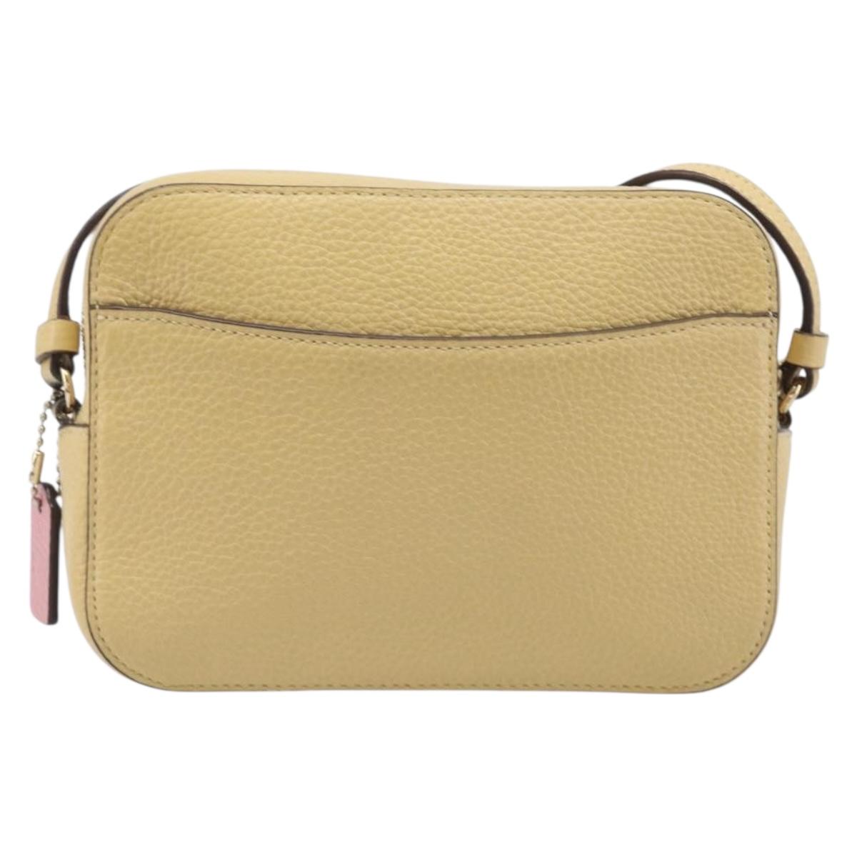 Coach ×Disney Belle Mini Camera Shoulder Bag Leather Yellow Gold Auth 212491M