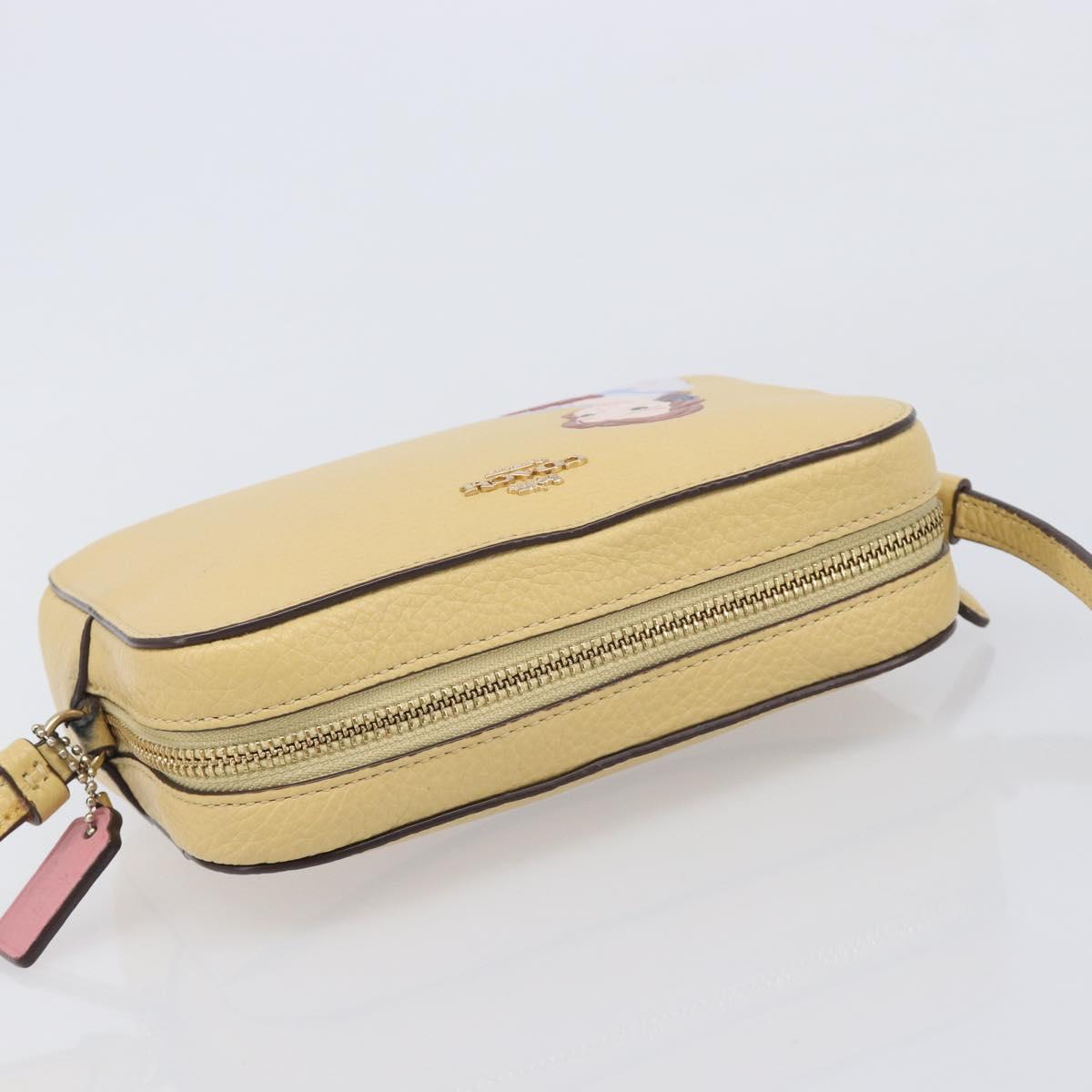 Coach ×Disney Belle Mini Camera Shoulder Bag Leather Yellow Gold Auth 212491M
