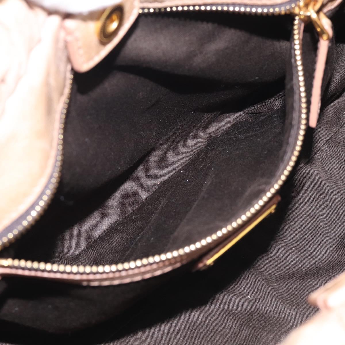 Miu Miu Hand Bag Leather 2way Beige Gold Auth 212492M