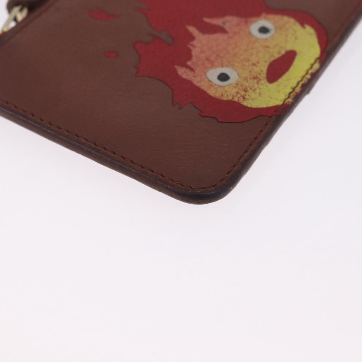 LOEWE x Studio Ghibli Calcifer Coin Purse Leather Brown Gold Auth 212494A