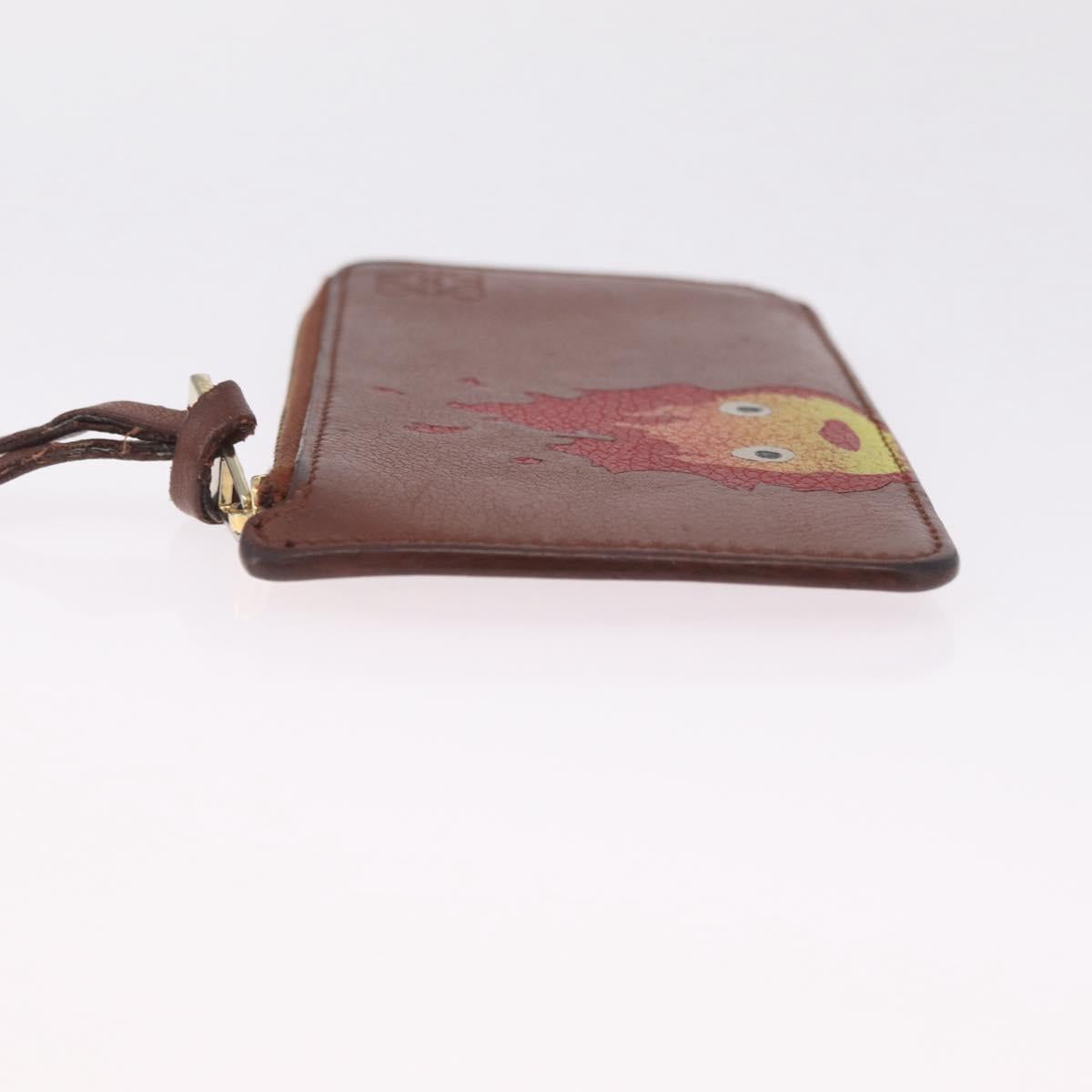 LOEWE x Studio Ghibli Calcifer Coin Purse Leather Brown Gold Auth 212494A