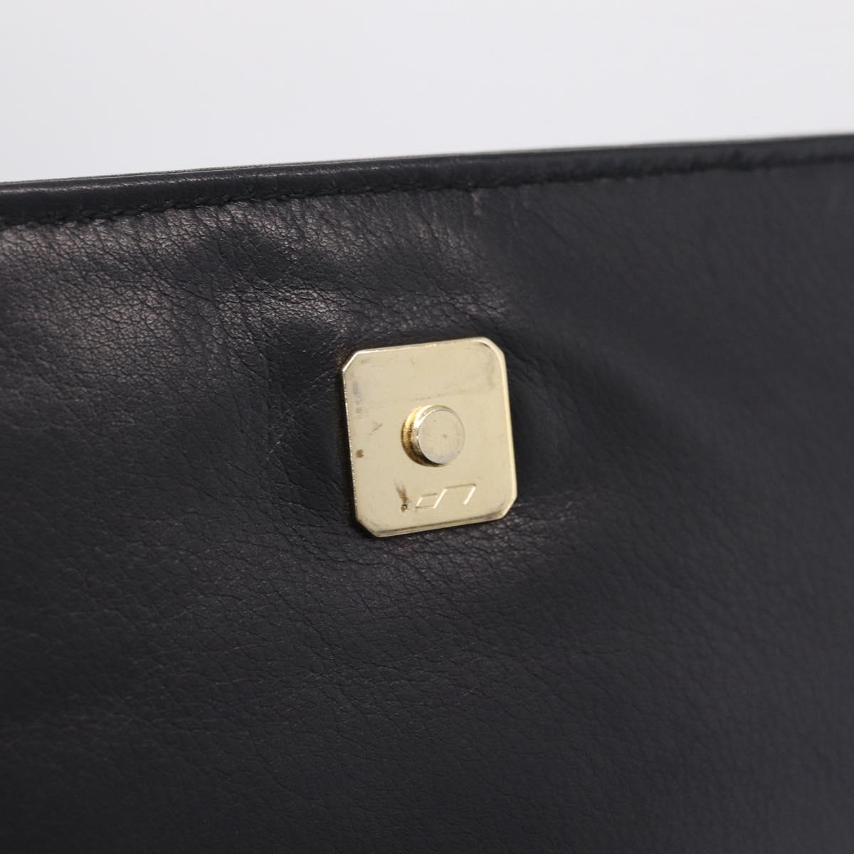 FENDI Shoulder Bag Leather Black Gold Auth 212495A