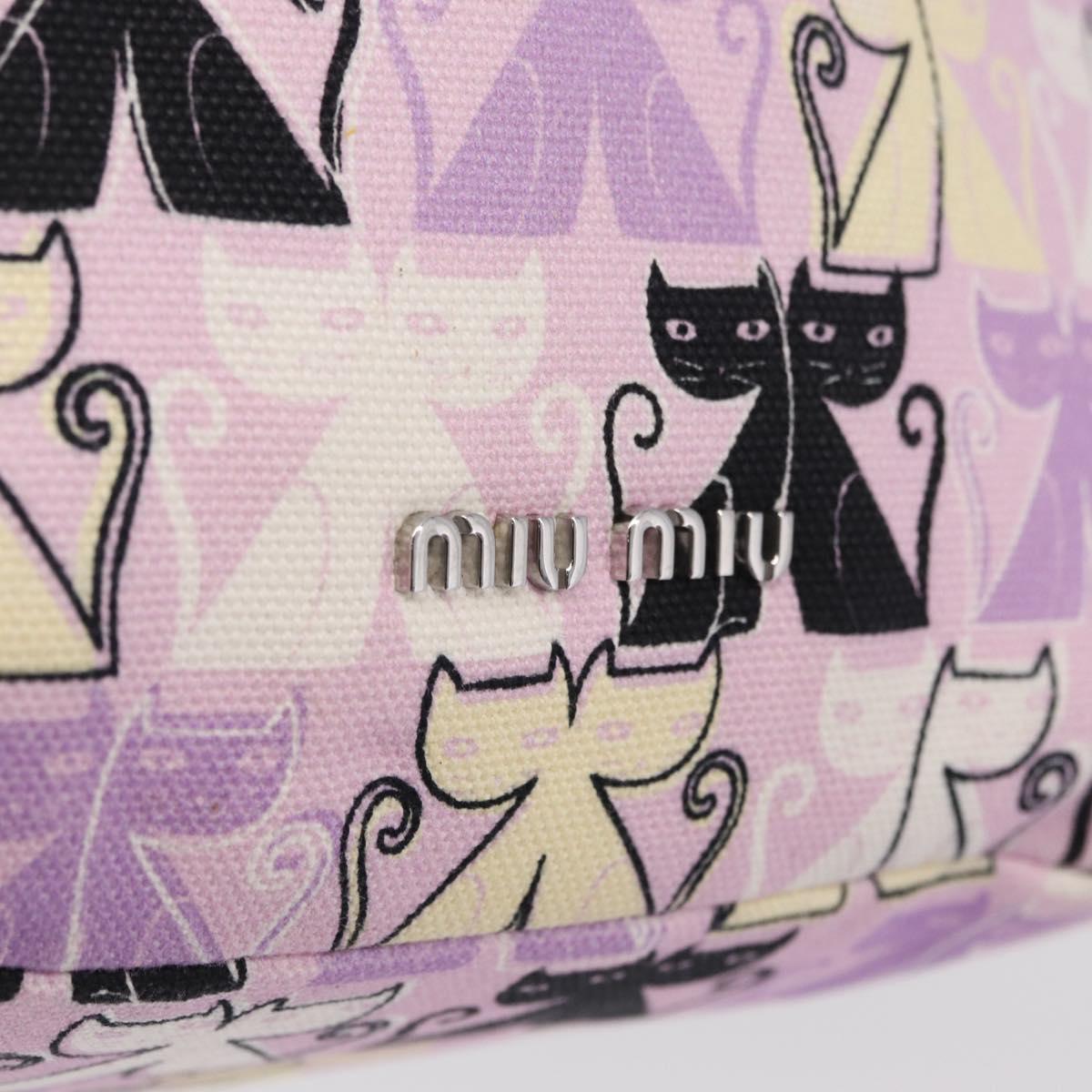 Miu Miu Pouch Canvas Pink Silver Auth 212496A