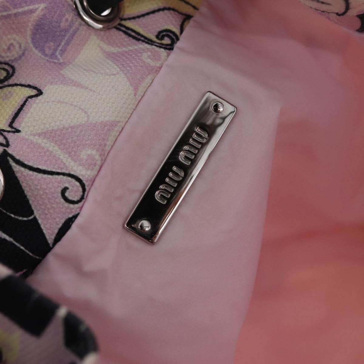 Miu Miu Pouch Canvas Pink Silver Auth 212496A