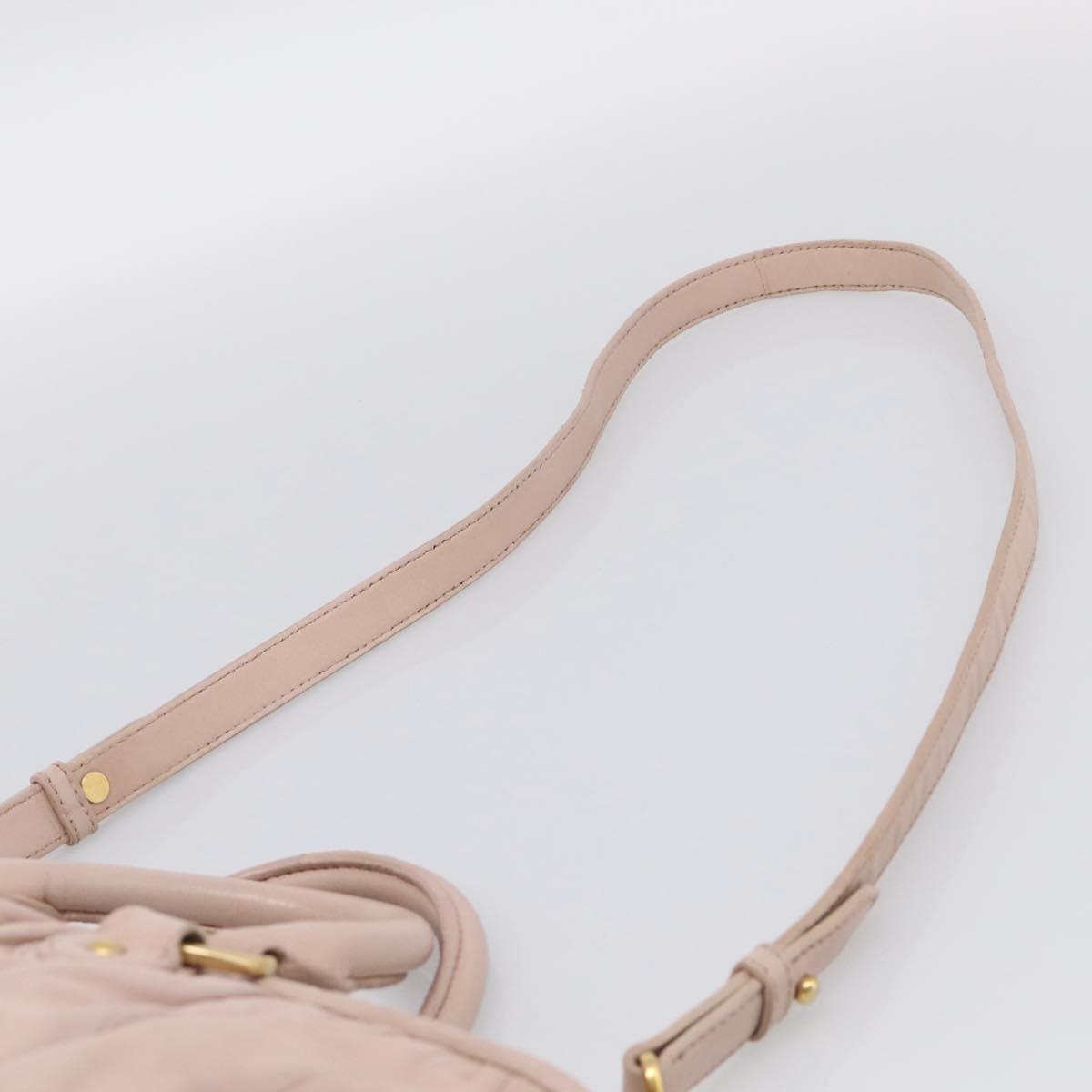 Miu Miu Matelasse Hand Bag Leather 2way Pink Gold Auth 212497A
