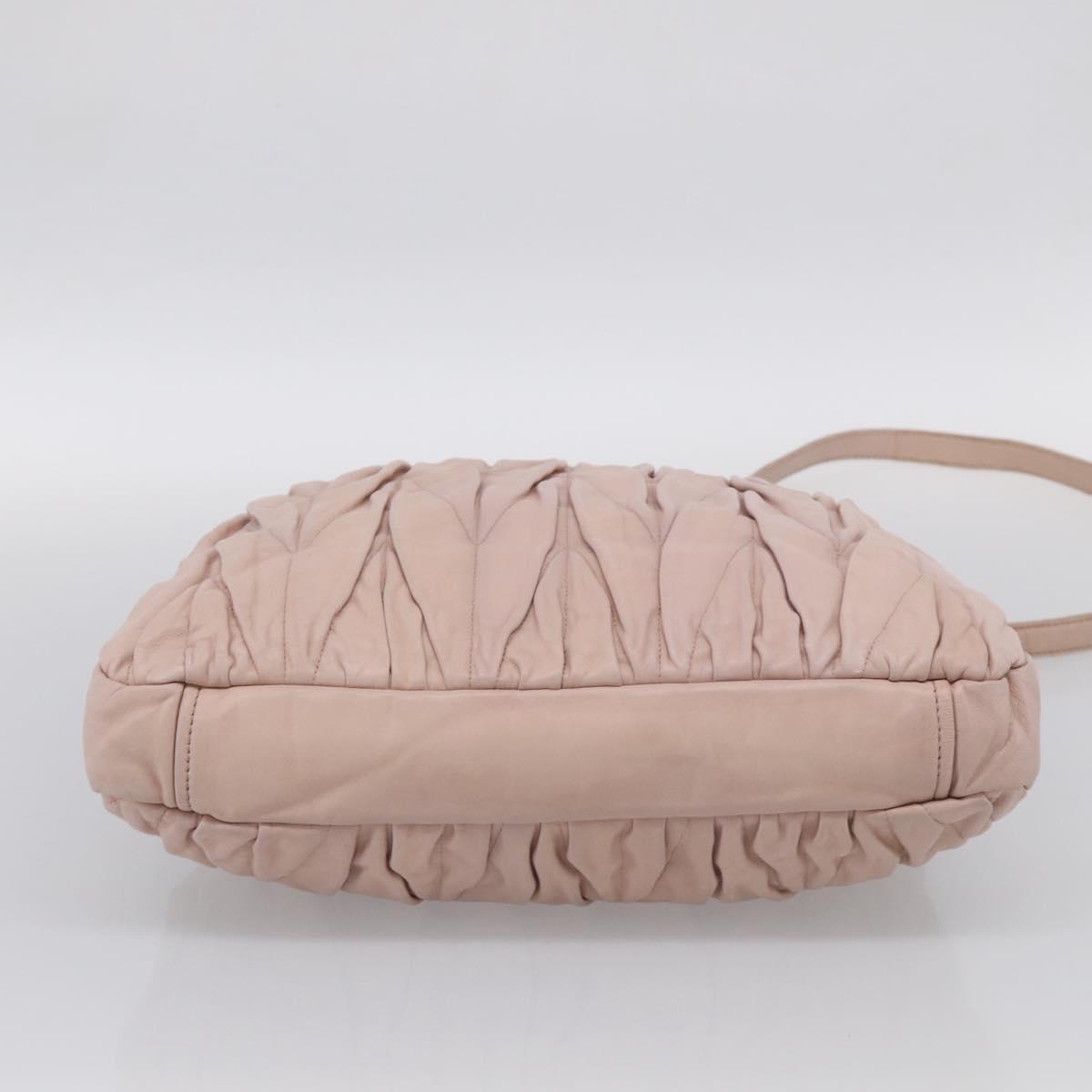 Miu Miu Matelasse Hand Bag Leather 2way Pink Gold Auth 212497A