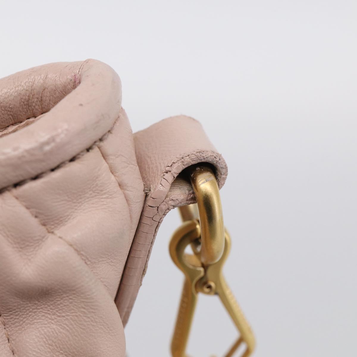 Miu Miu Matelasse Hand Bag Leather 2way Pink Gold Auth 212497A