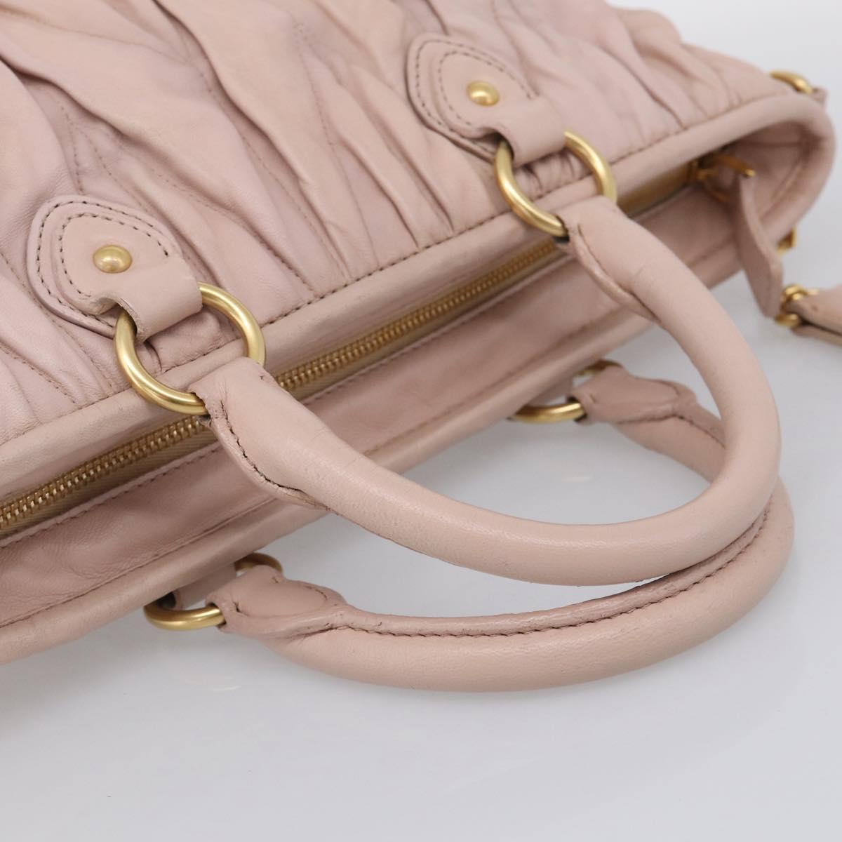 Miu Miu Matelasse Hand Bag Leather 2way Pink Gold Auth 212497A