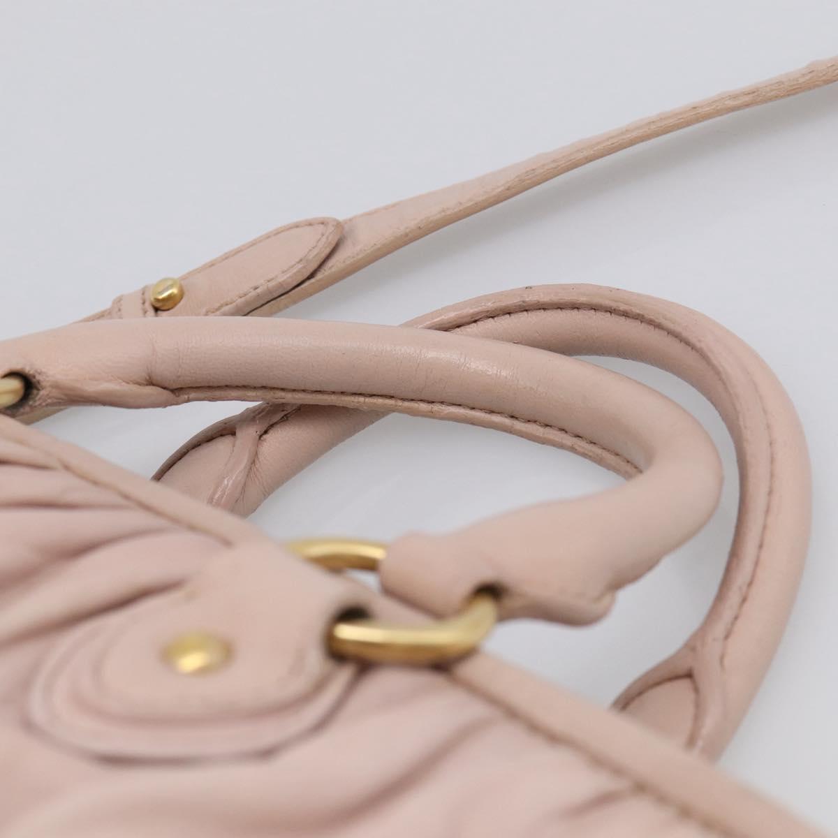 Miu Miu Matelasse Hand Bag Leather 2way Pink Gold Auth 212497A