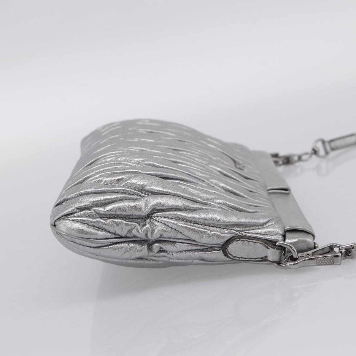 Miu Miu Matelasse Shoulder Bag Leather Silver Auth 212499V