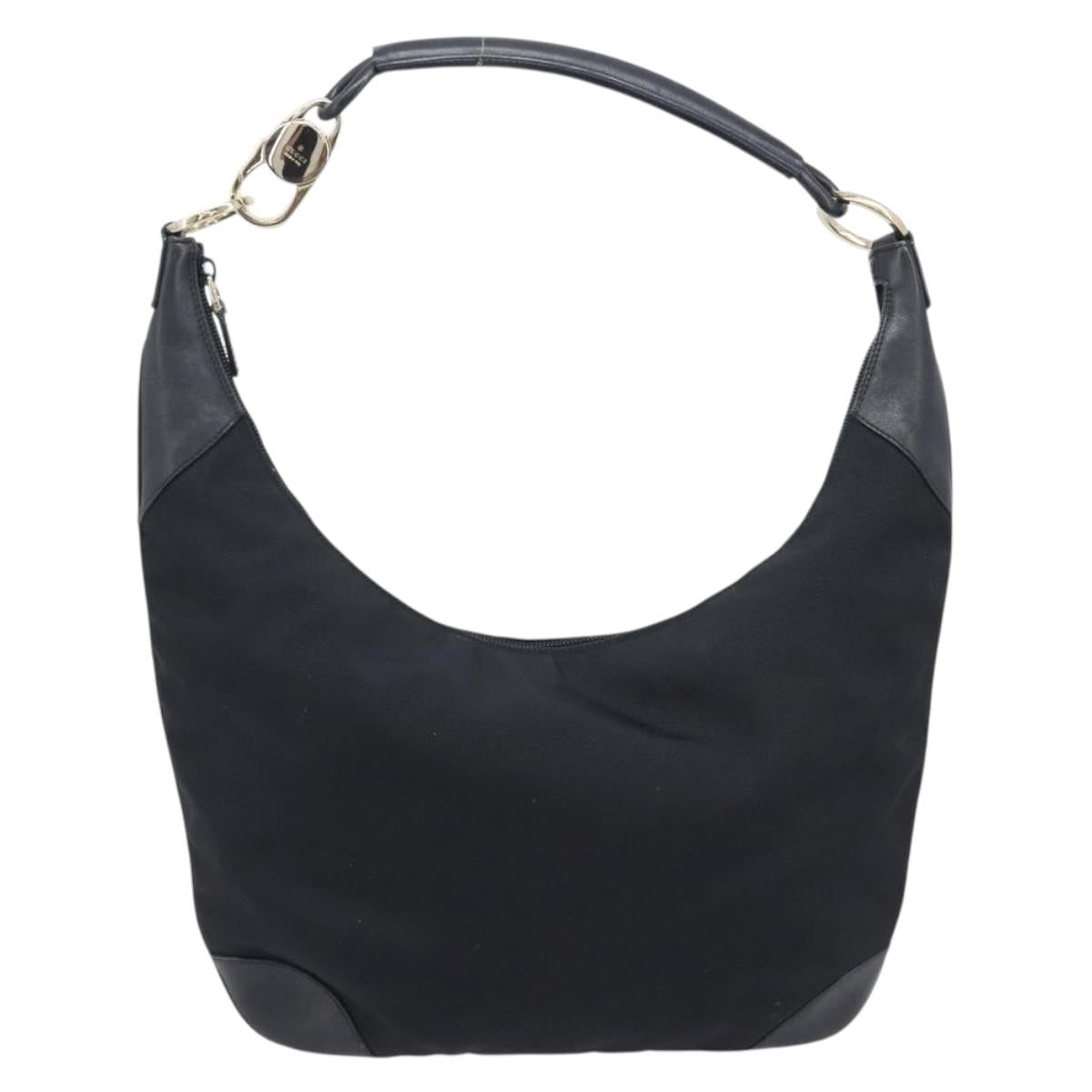 GUCCI Shoulder Bag Nylon Black Gold 001 4157 Auth 212507