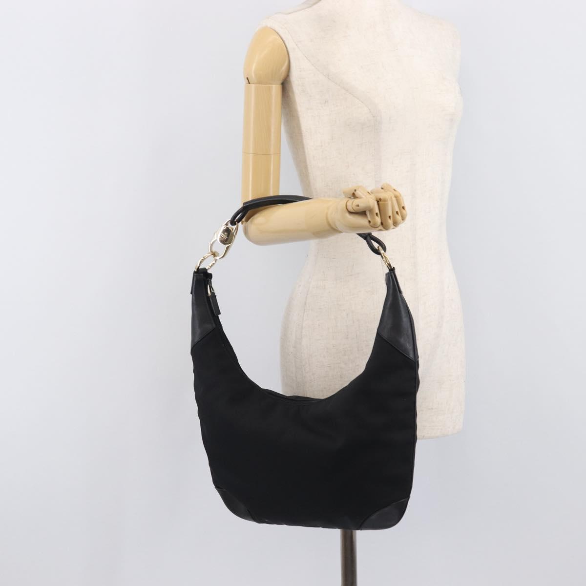 GUCCI Shoulder Bag Nylon Black Gold 001 4157 Auth 212507