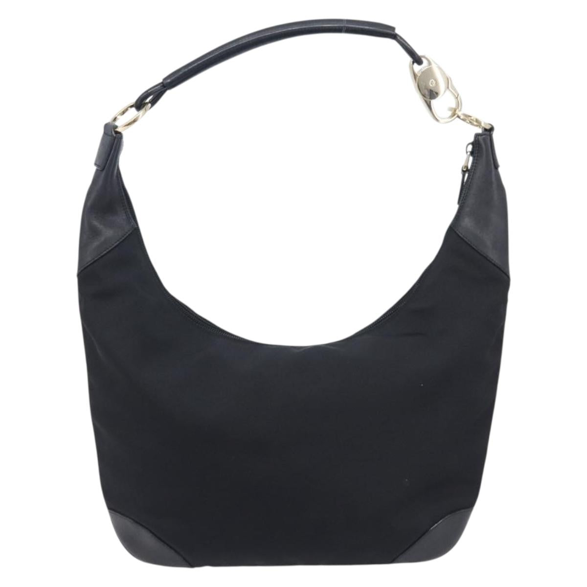 GUCCI Shoulder Bag Nylon Black Gold 001 4157 Auth 212507