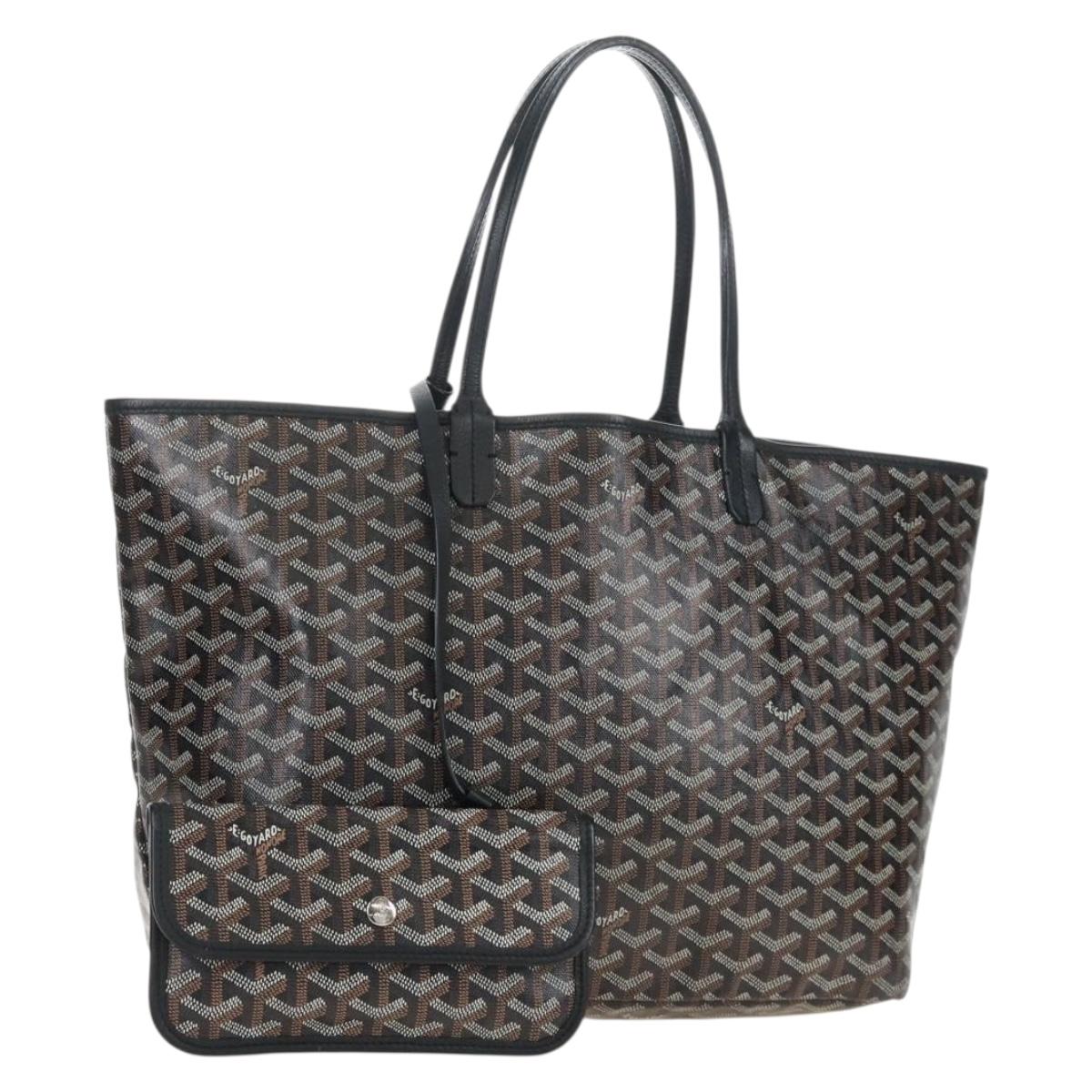 Goyard Herringbone Saint Louis PM Tote Bag PVC Black Auth 212594V