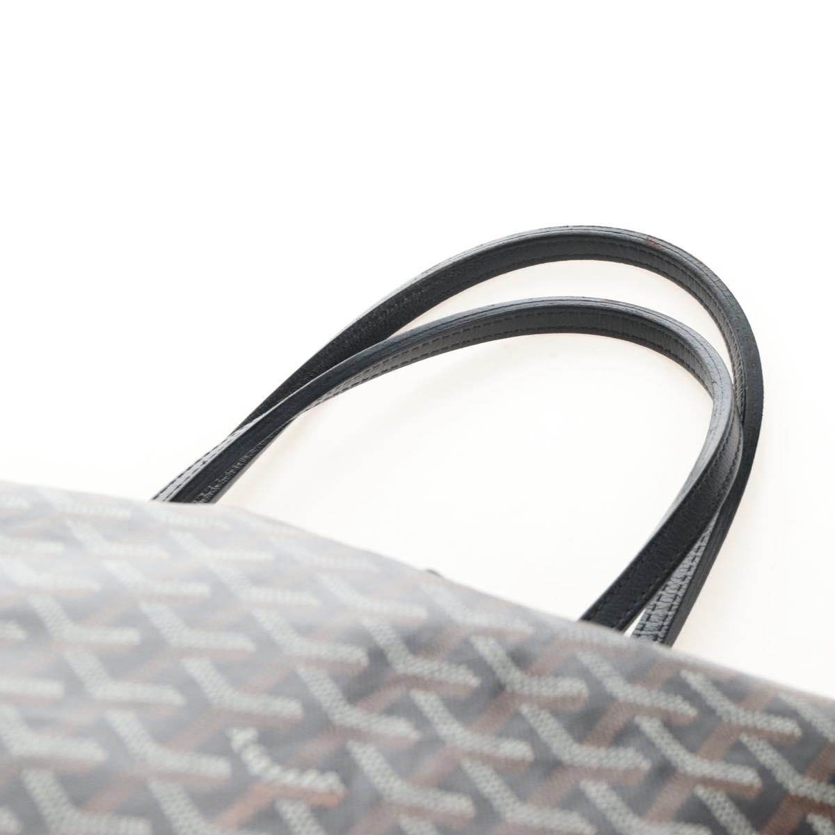 Goyard Herringbone Saint Louis PM Tote Bag PVC Black Auth 212594V