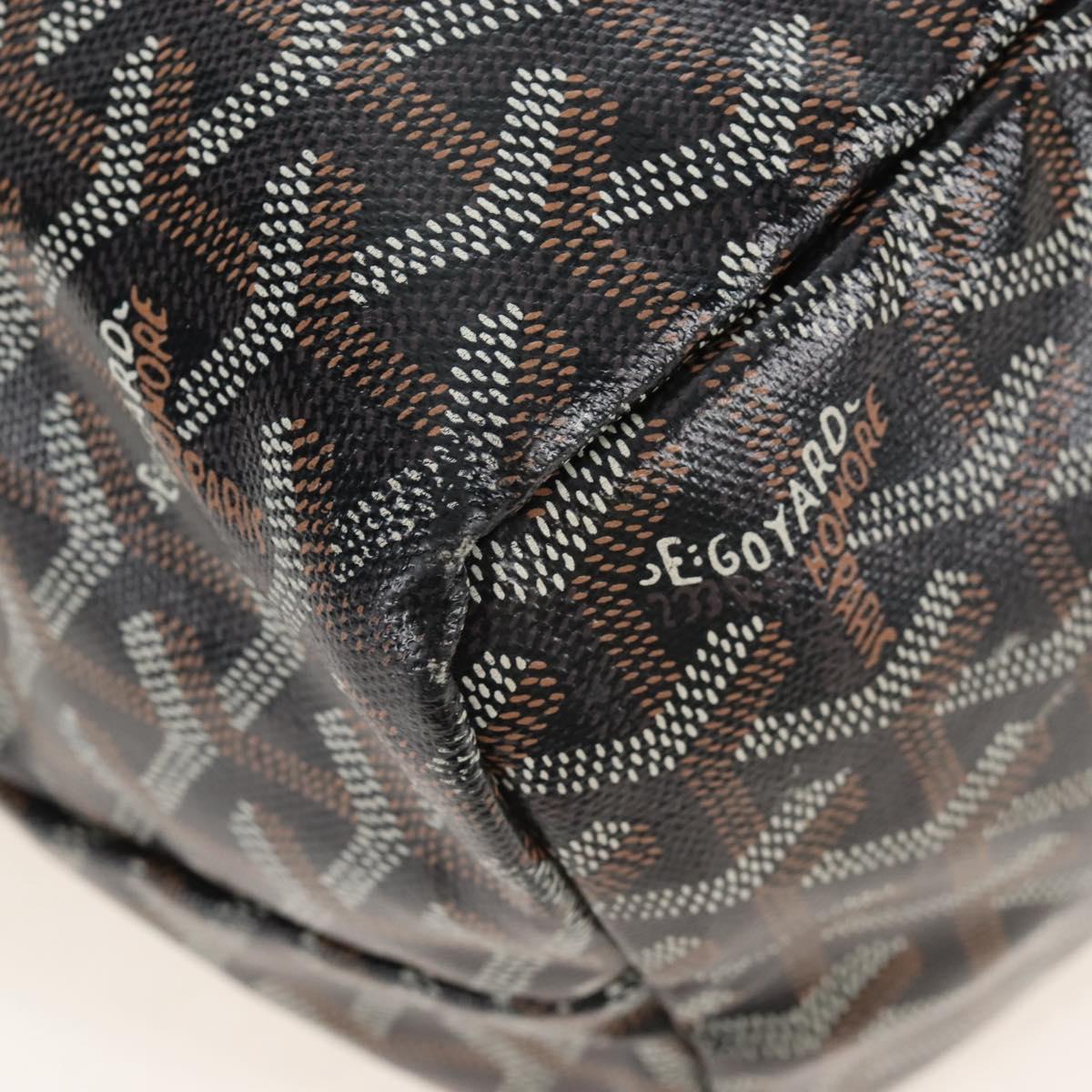 Goyard Herringbone Saint Louis PM Tote Bag PVC Black Auth 212594V