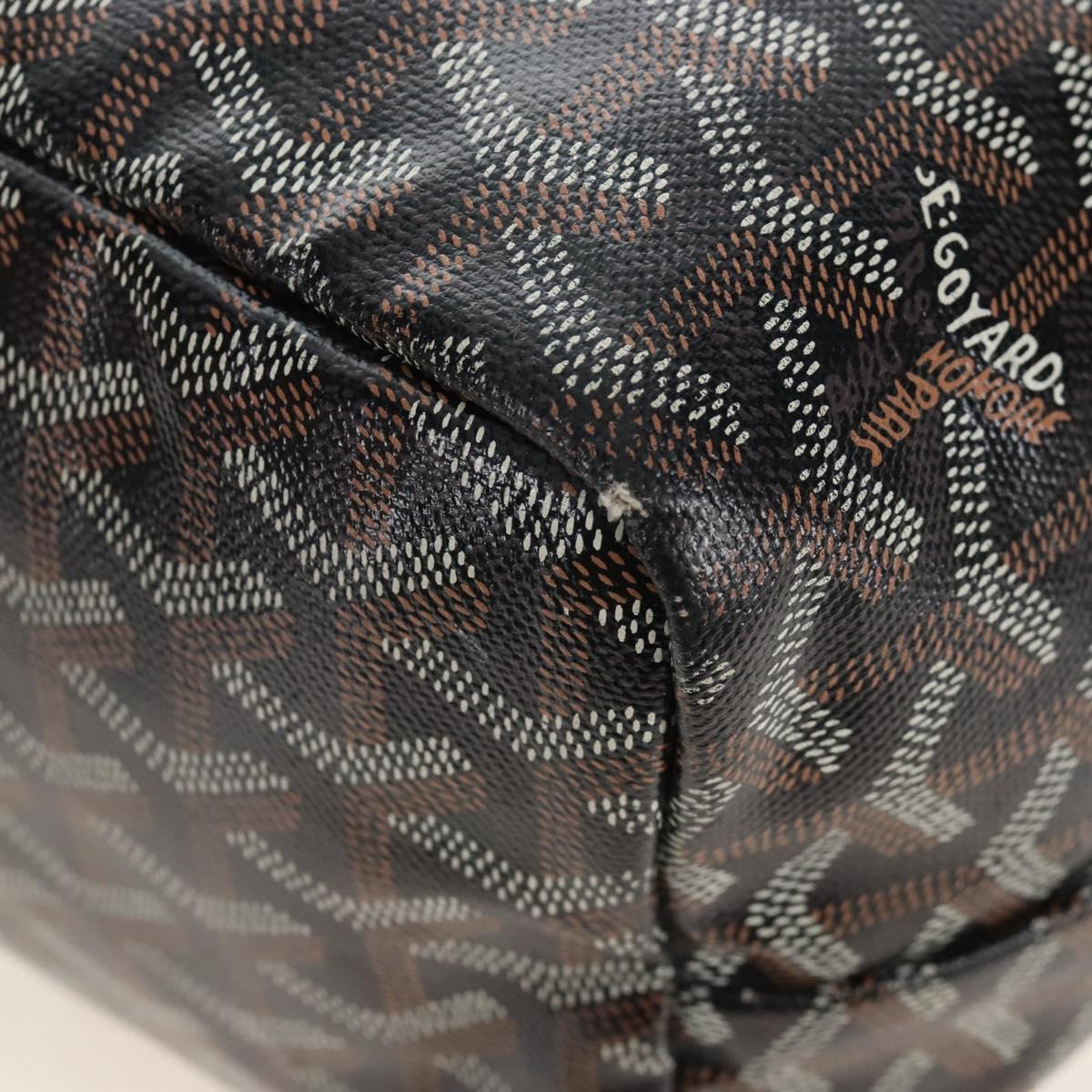 Goyard Herringbone Saint Louis PM Tote Bag PVC Black Auth 212594V