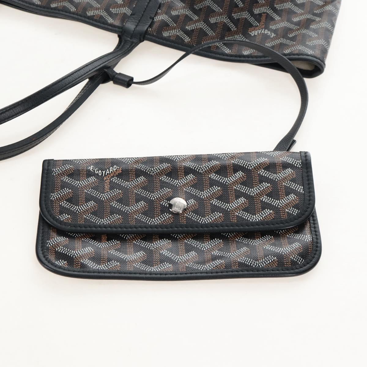 Goyard Herringbone Saint Louis PM Tote Bag PVC Black Auth 212594V