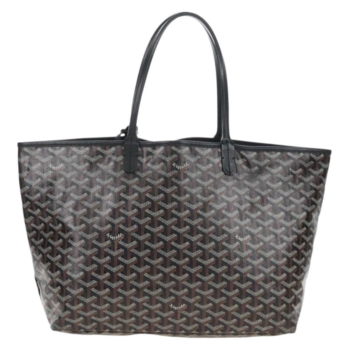 Goyard Herringbone Saint Louis PM Tote Bag PVC Black Auth 212594V