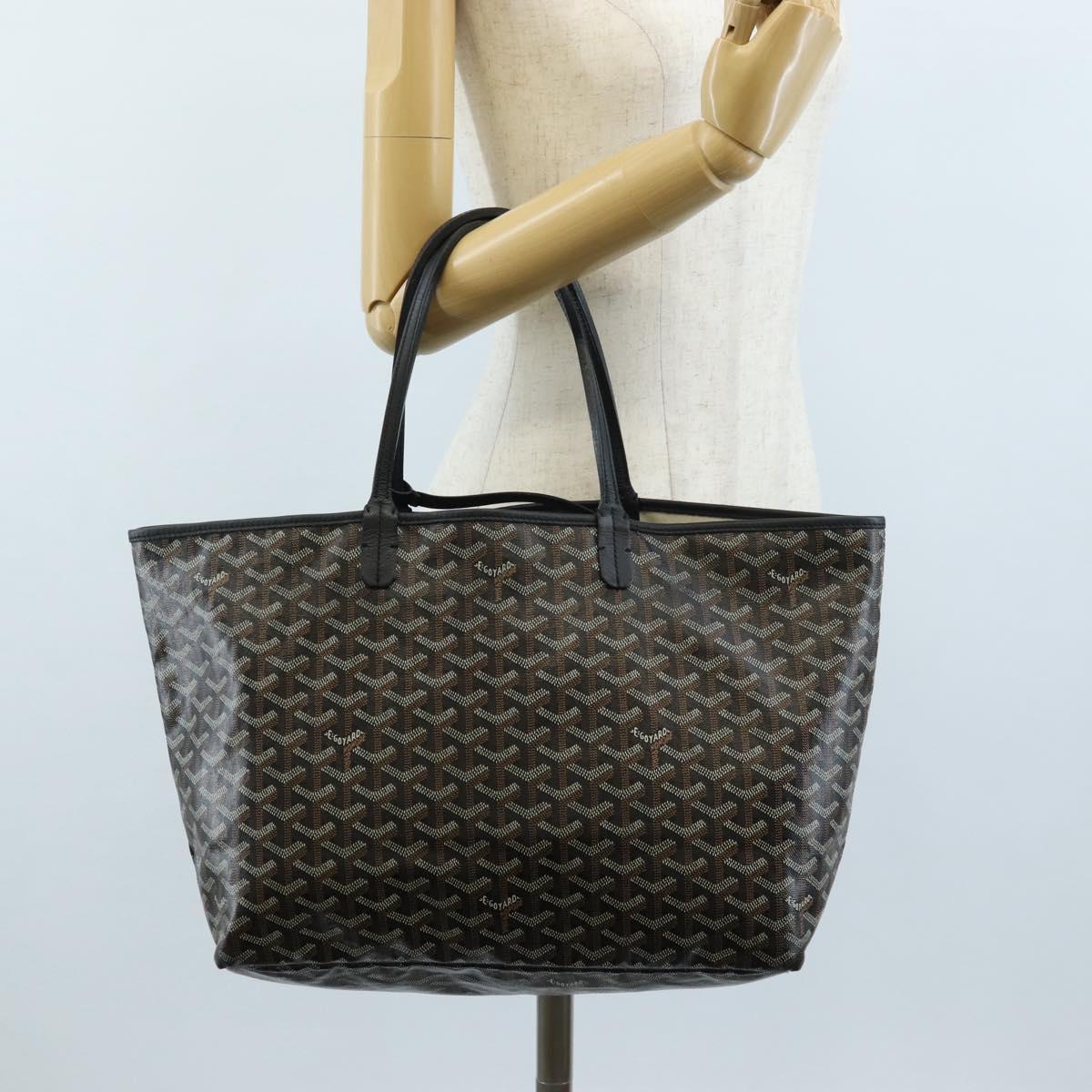 Goyard Herringbone Saint Louis PM Tote Bag PVC Black Auth 212594V
