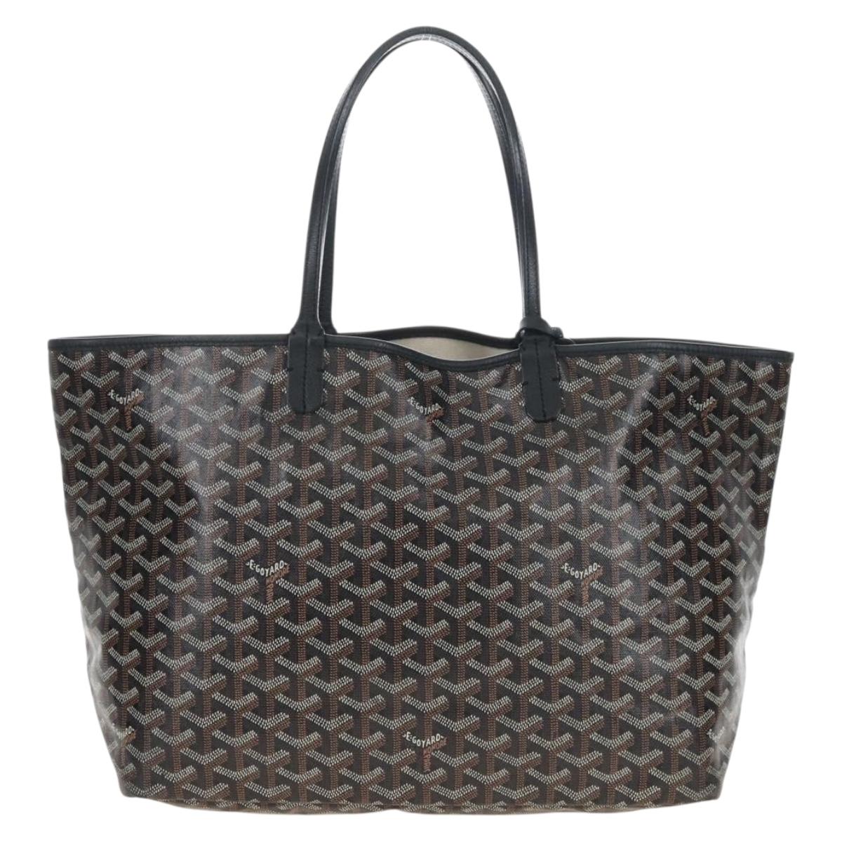 Goyard Herringbone Saint Louis PM Tote Bag PVC Black Auth 212594V