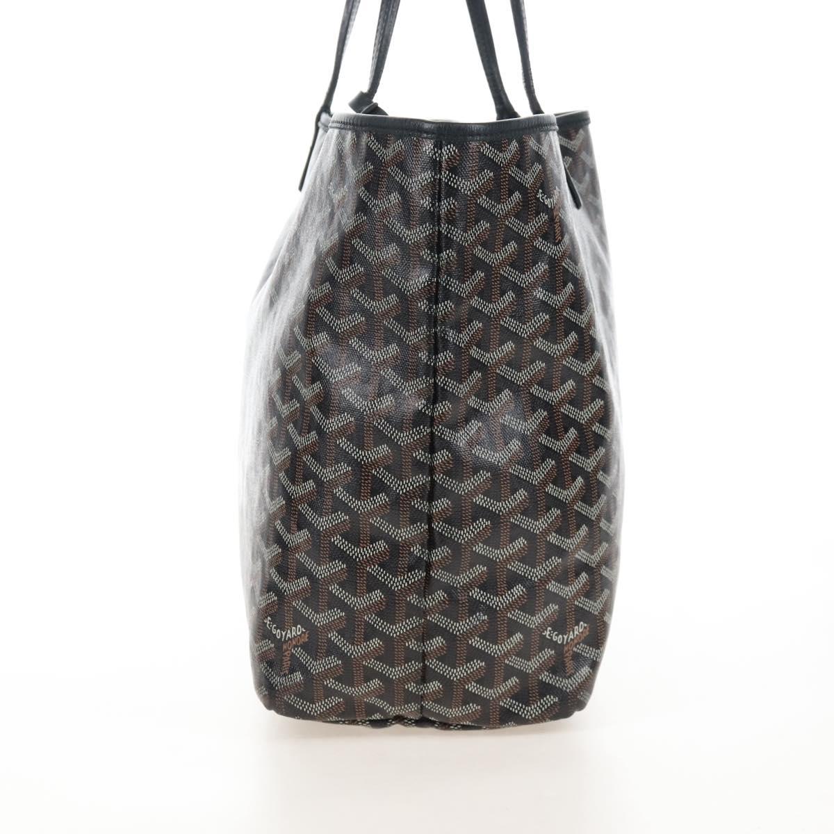 Goyard Herringbone Saint Louis PM Tote Bag PVC Black Auth 212594V