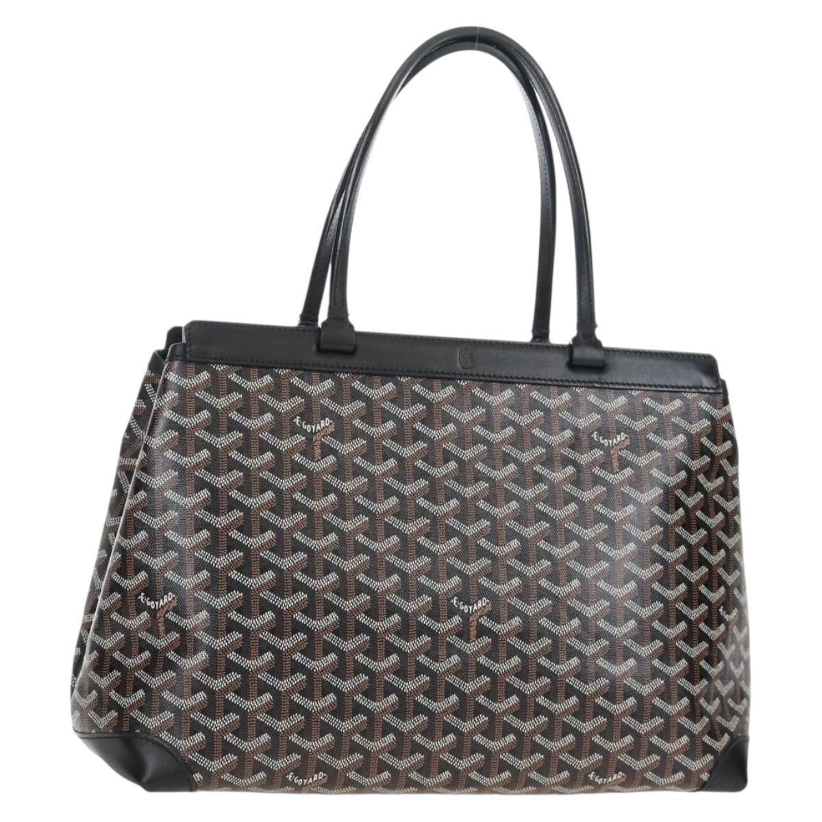 Goyard Herringbone Belcious PM Tote Bag PVC Black Auth 212604V