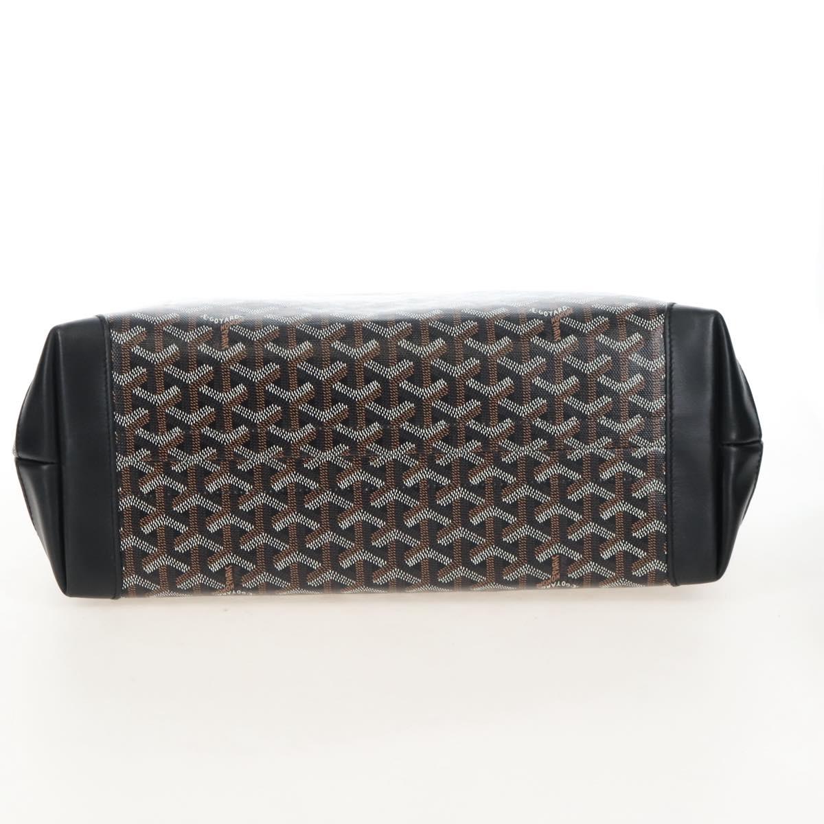 Goyard Herringbone Belcious PM Tote Bag PVC Black Auth 212604V