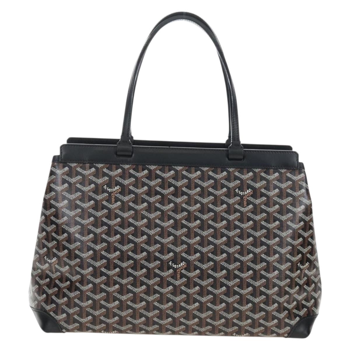 Goyard Herringbone Belcious PM Tote Bag PVC Black Auth 212604V