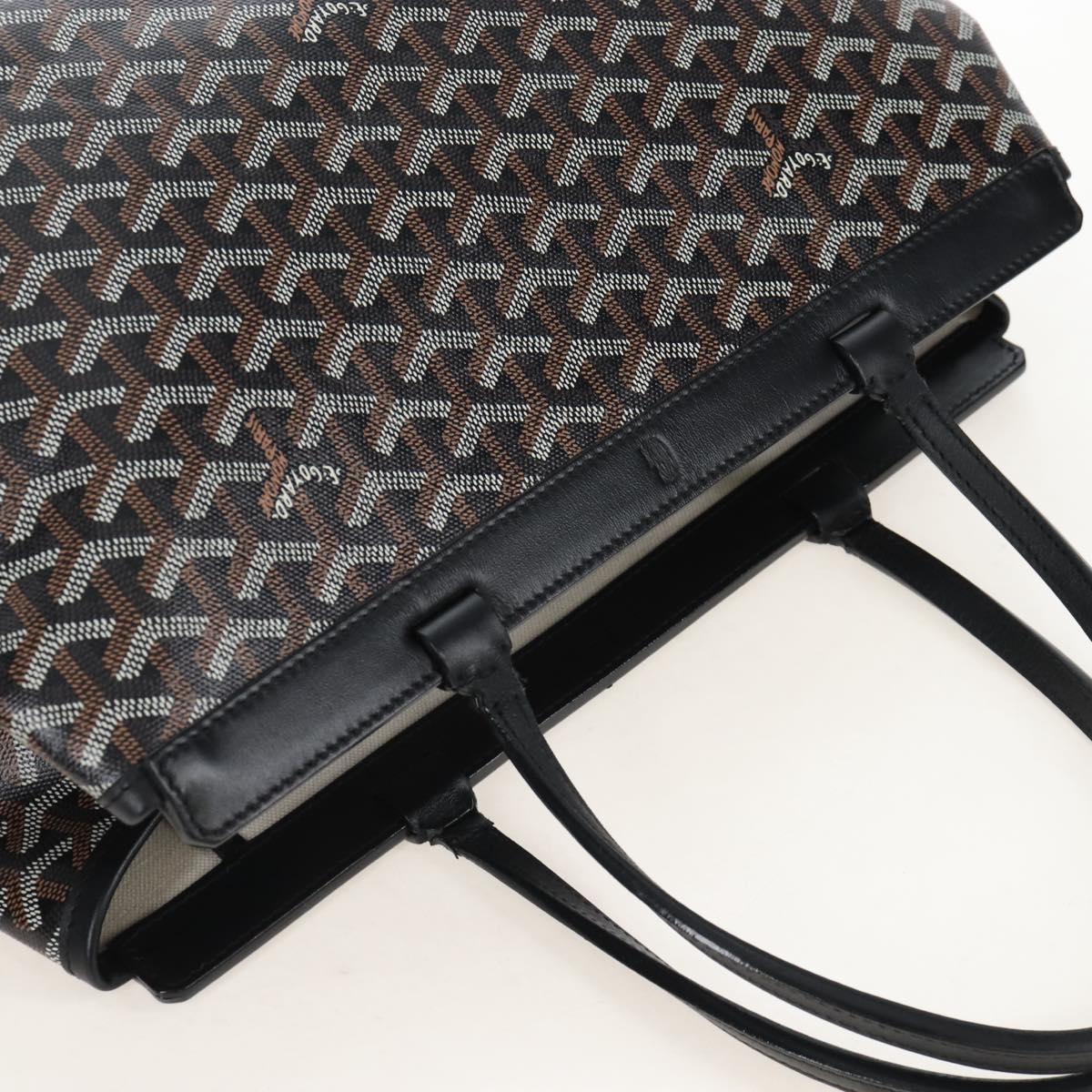 Goyard Herringbone Belcious PM Tote Bag PVC Black Auth 212604V
