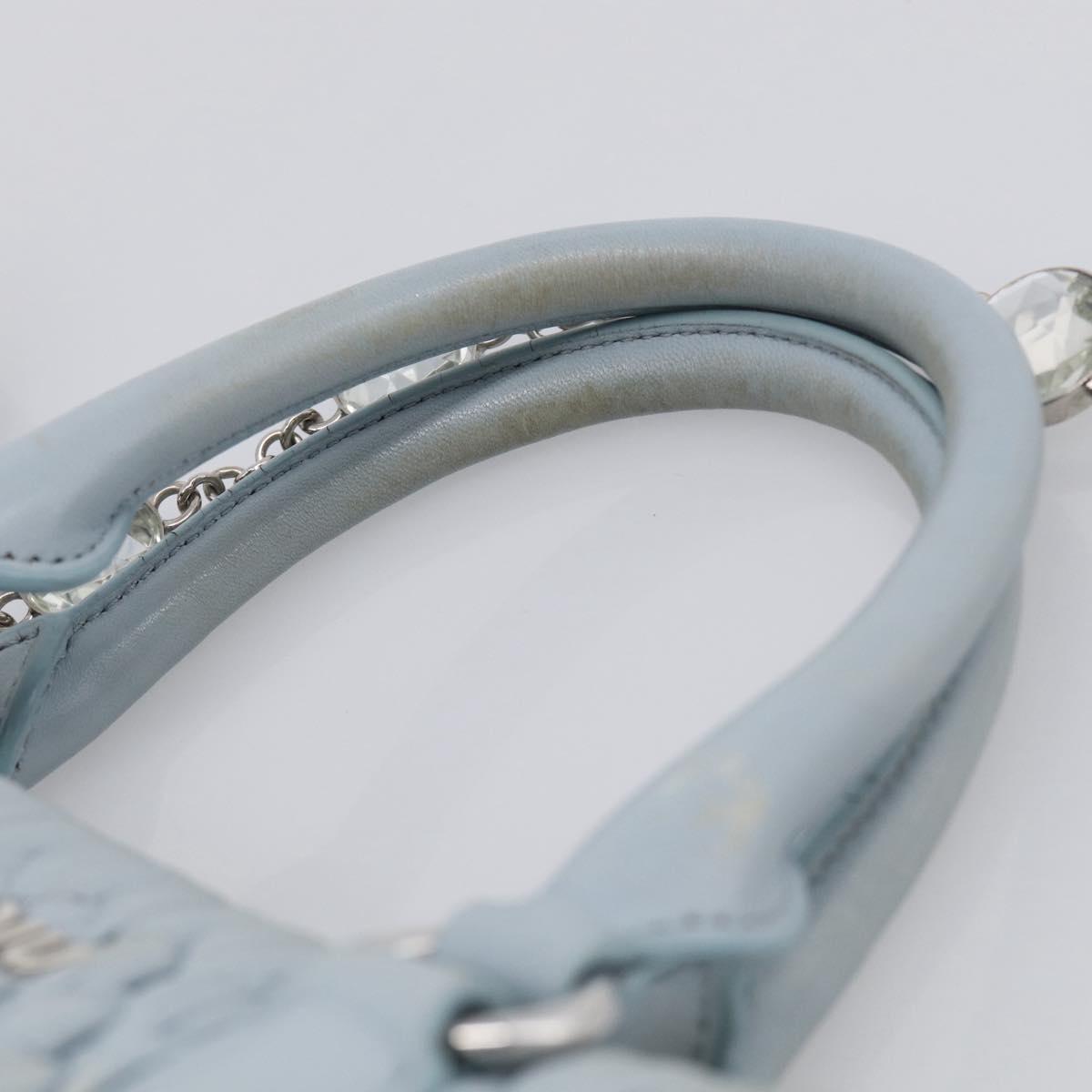 Miu Miu Matelasse Hand Bag Leather 2way Light Blue Silver Auth 212701A