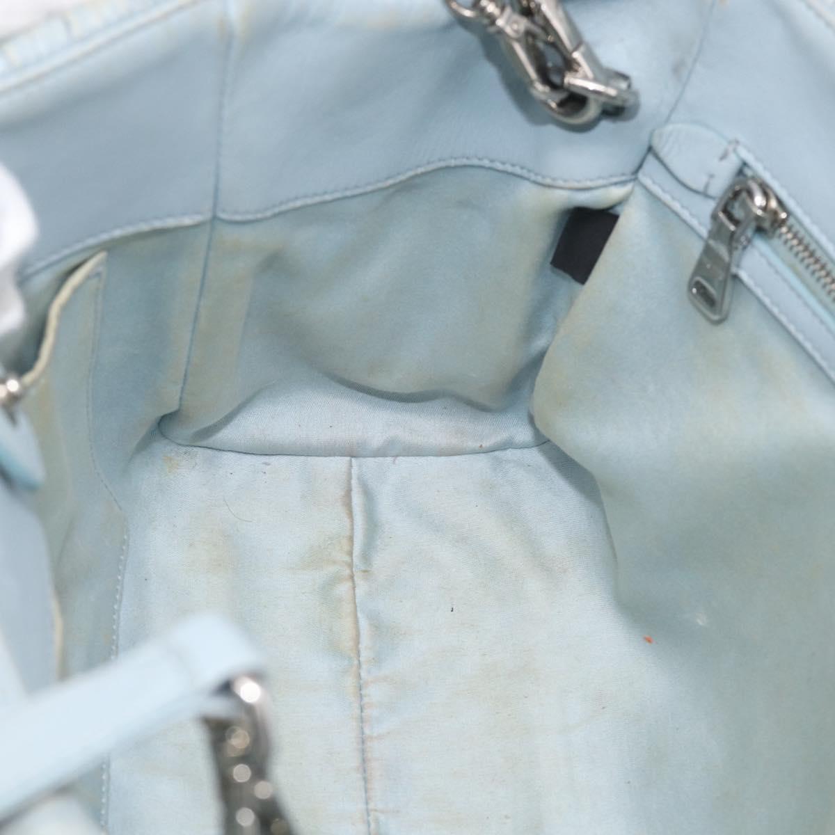 Miu Miu Matelasse Hand Bag Leather 2way Light Blue Silver Auth 212701A