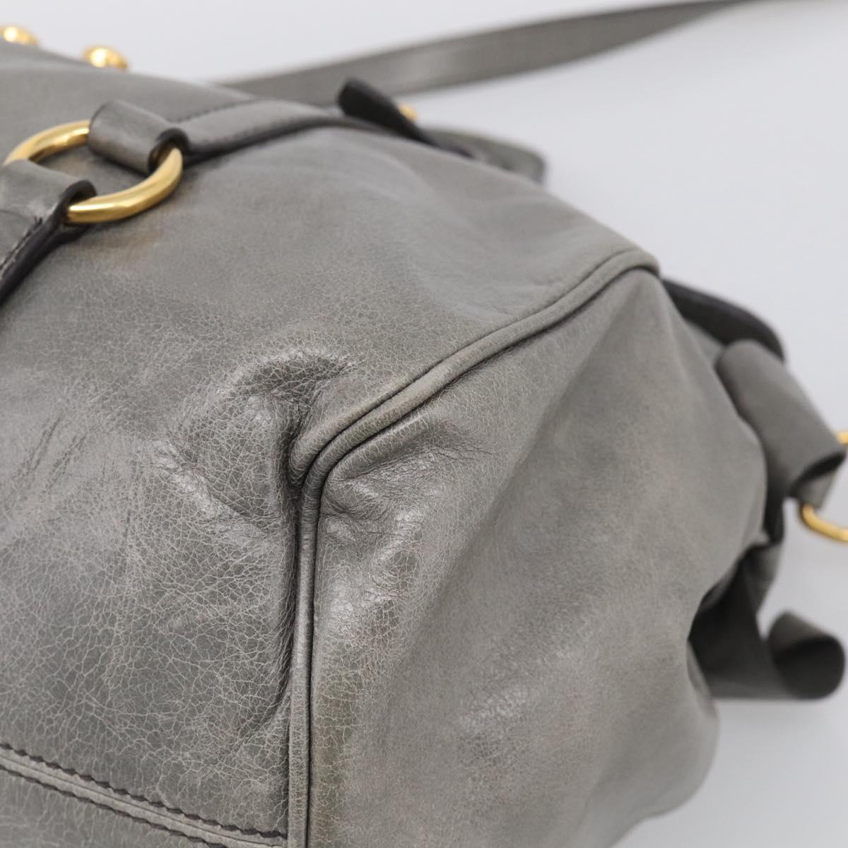Miu Miu Hand Bag Leather 2way Gray Gold Auth 212702V